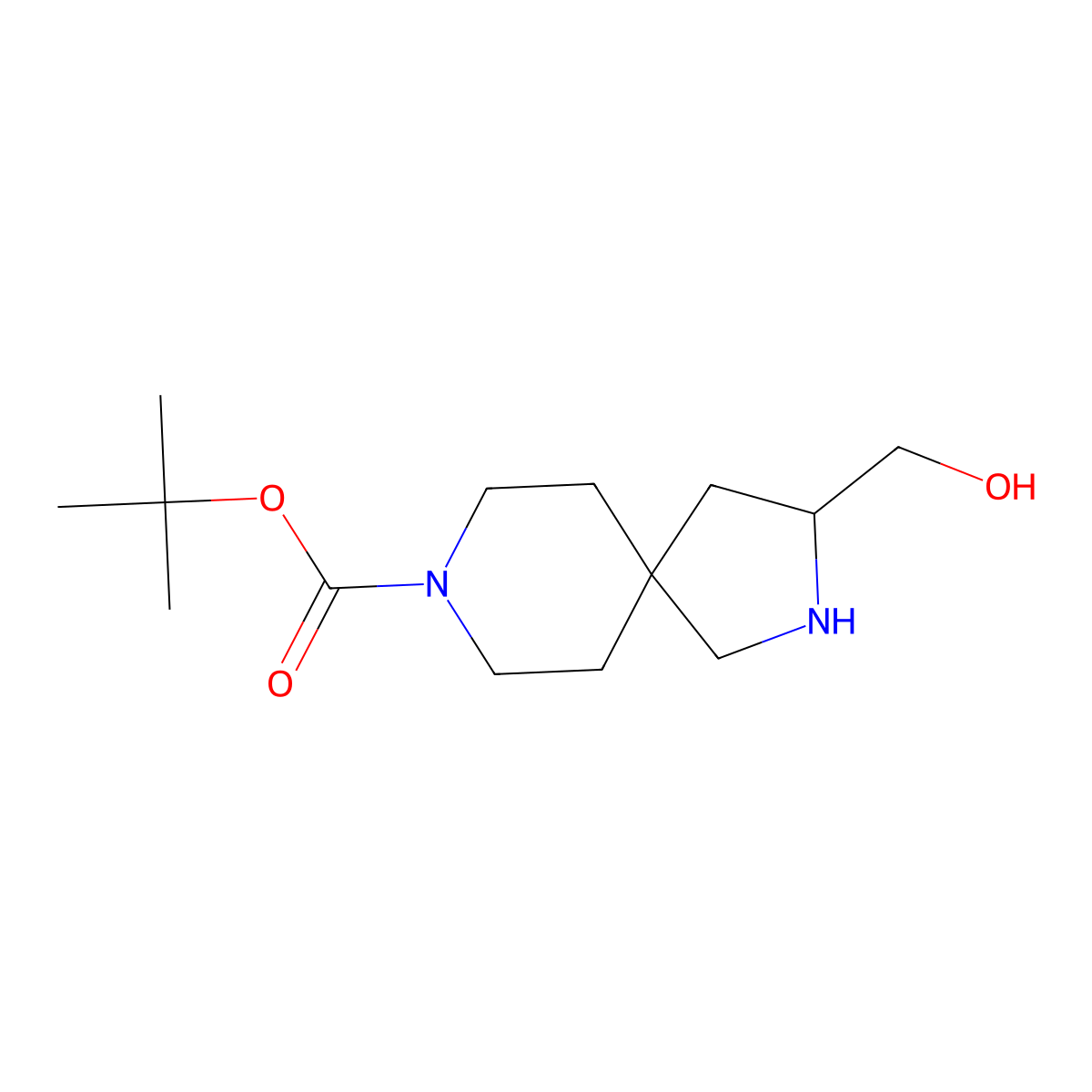 tert-Butyl 3-(hydroxymethyl)-2,8-diazaspiro[4.5]decane-8-carboxylate molecular structure, CAS 1824204-91-2