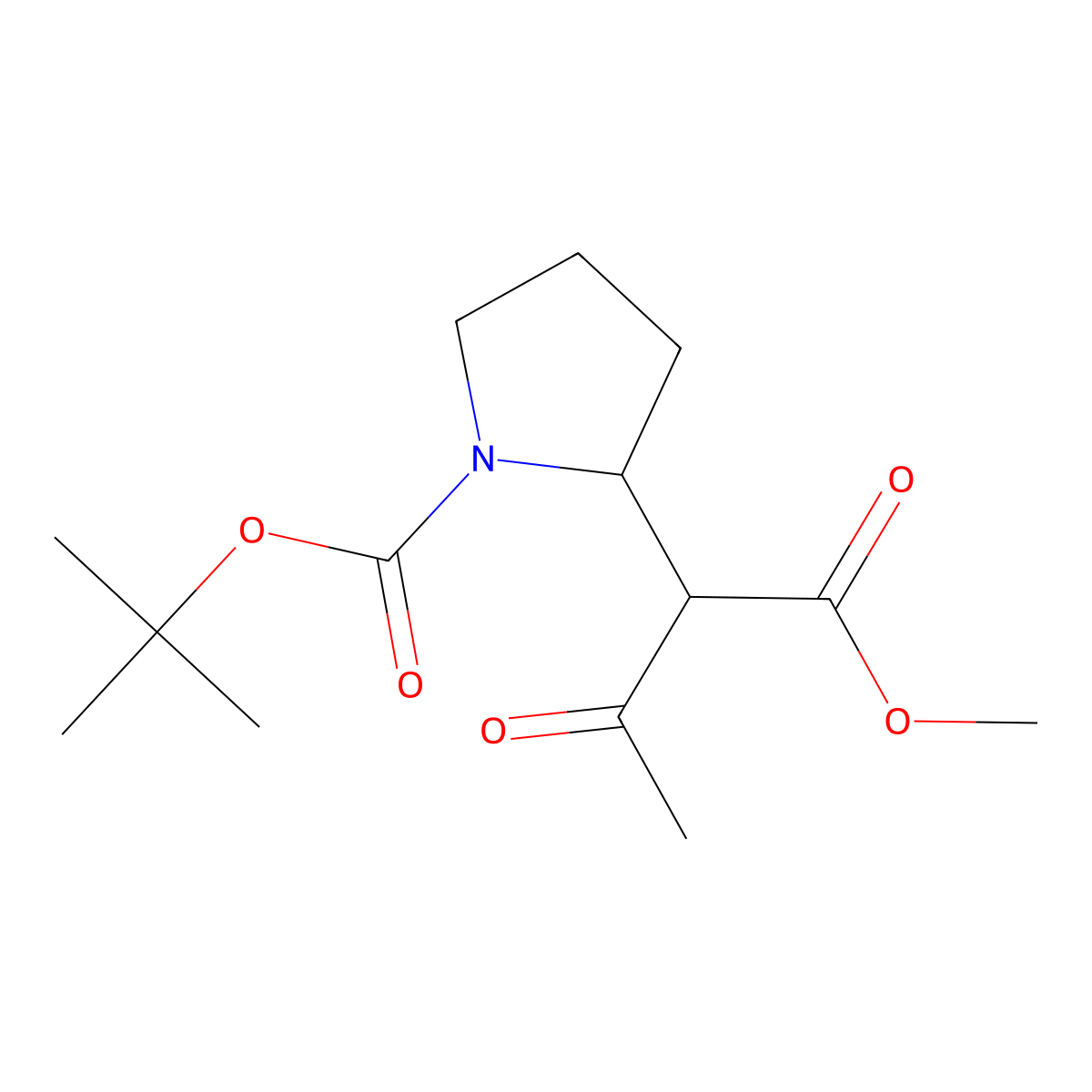 Tert-butyl 2-(1-methoxy-1,3-dioxobutan-2-yl)pyrrolidine-1-carboxylate molecular structure, CAS 1824210-19-6