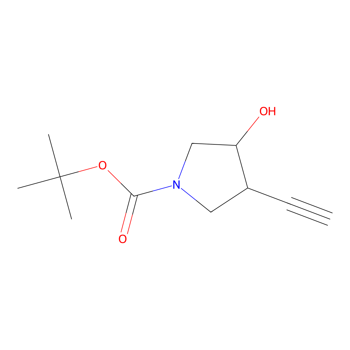 Tert-butyl 3-ethynyl-4-hydroxypyrrolidine-1-carboxylate molecular structure, CAS 1824212-92-1