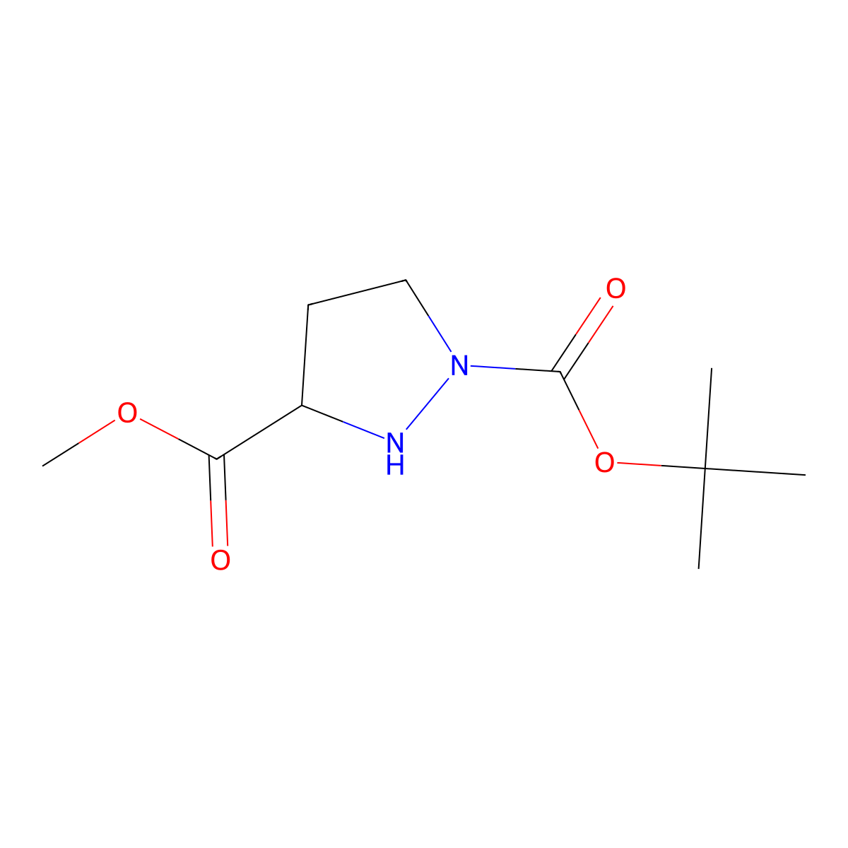 1-(Tert-butyl) 3-methyl pyrazolidine-1,3-dicarboxylate molecular structure, CAS 1824215-27-1