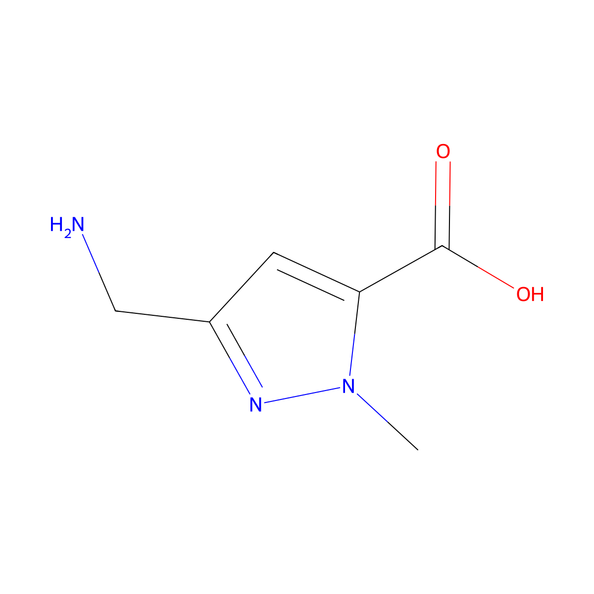 3-(Aminomethyl)-1-methyl-1H-pyrazole-5-carboxylic acid molecular structure, CAS 1824215-75-9
