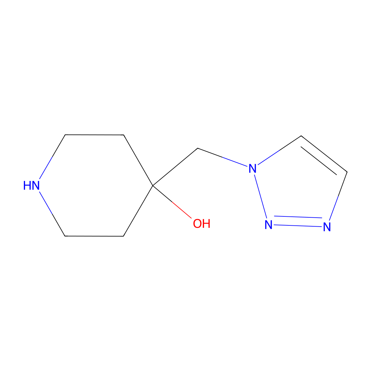 4-(1H-1,2,3-Triazol-1-ylmethyl)piperidin-4-ol molecular structure, CAS 1824216-19-4
