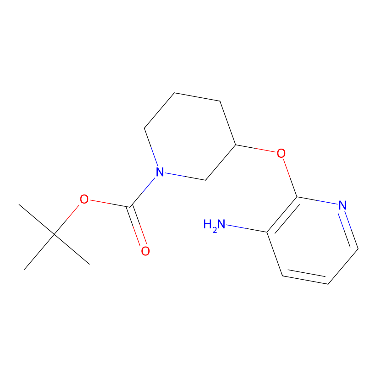 Tert-butyl 3-((3-aminopyridin-2-yl)oxy)piperidine-1-carboxylate molecular structure, CAS 1824218-19-0