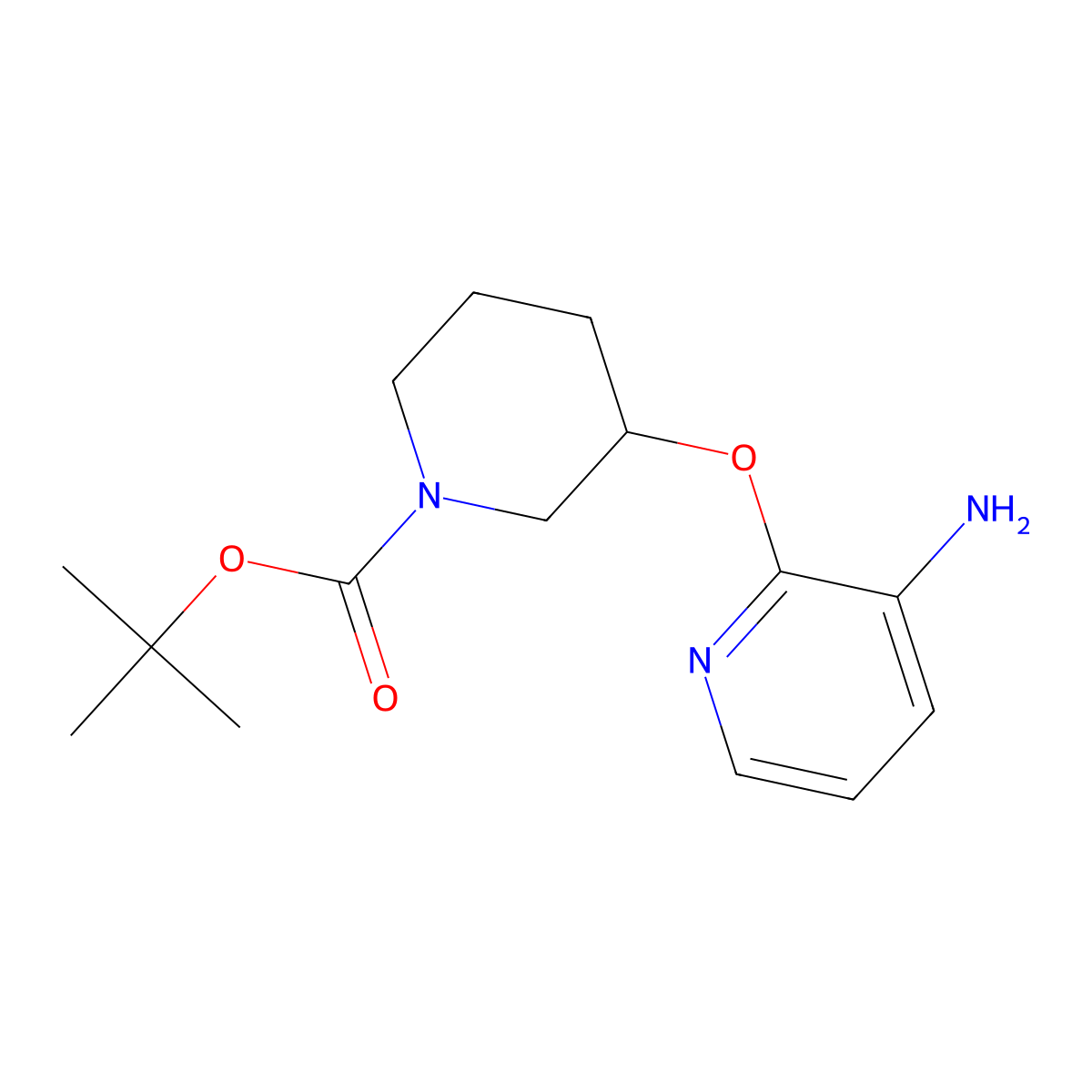 Tert-butyl 3-((3-aminopyridin-2-yl)oxy)piperidine-1-carboxylate molecular structure, CAS 1824218-19-0