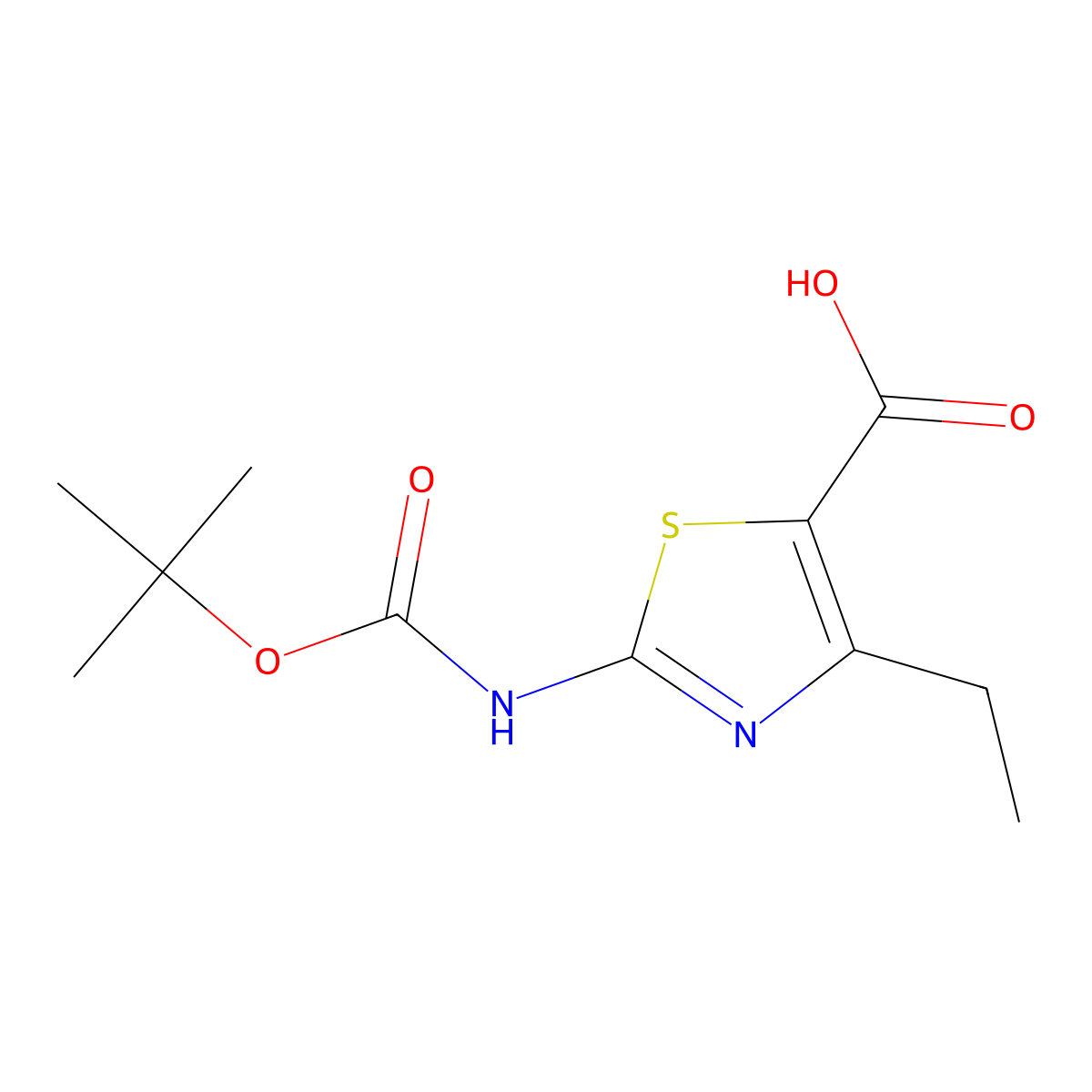 2-{[(Tert-butoxy)carbonyl]amino}-4-ethyl-1,3-thiazole-5-carboxylic acid molecular structure, CAS 1824218-50-9