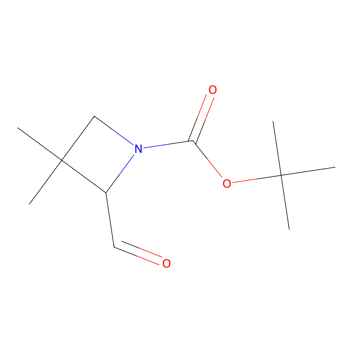 Tert-butyl2-formyl-3,3-dimethylazetidine-1-carboxylate molecular structure, CAS 1824218-84-9