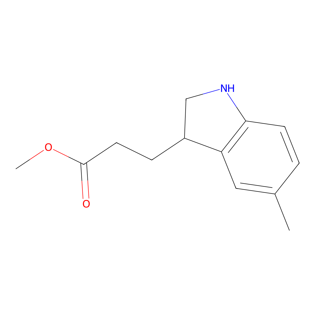 methyl 3-(5-methyl-2,3-dihydro-1H-indol-3-yl)propanoate molecular structure, CAS 1824227-57-7