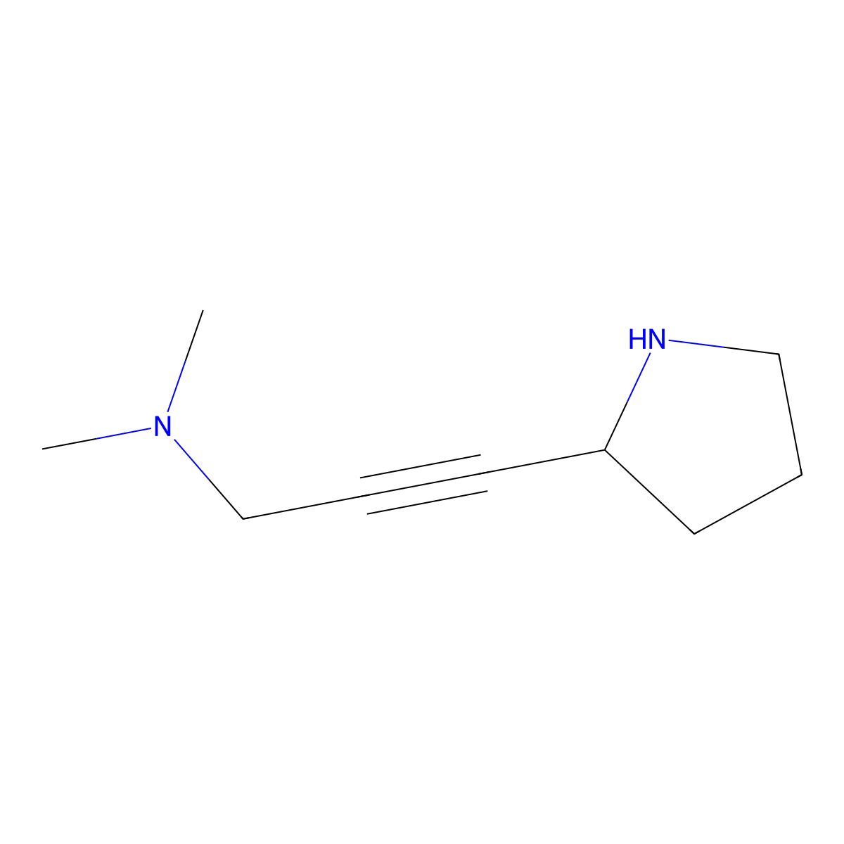 N,N-dimethyl-3-(pyrrolidin-2-yl)prop-2-yn-1-amine molecular structure, CAS 1824229-71-1
