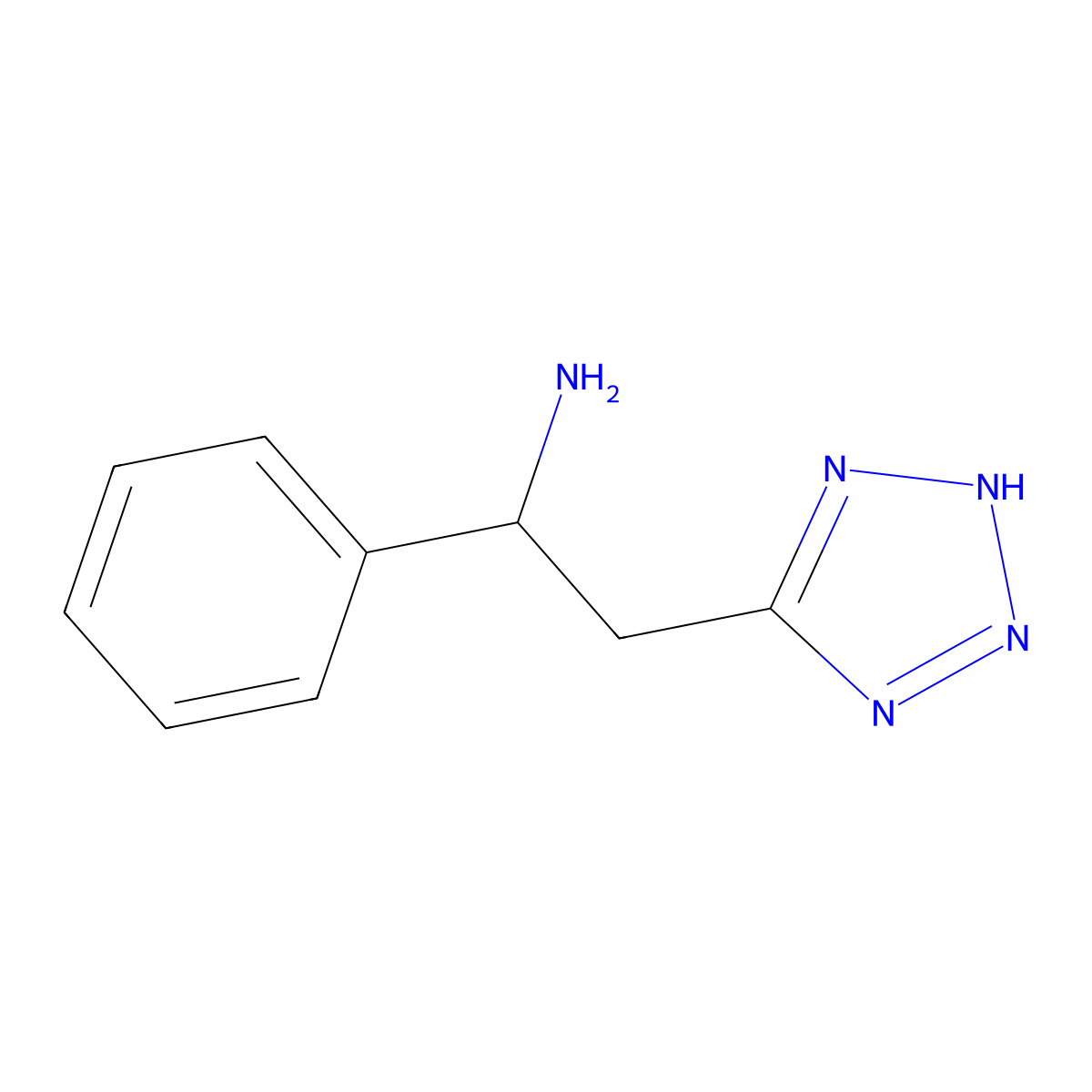 1-phenyl-2-(2H-1,2,3,4-tetrazol-5-yl)ethan-1-amine molecular structure, CAS 1824230-03-6