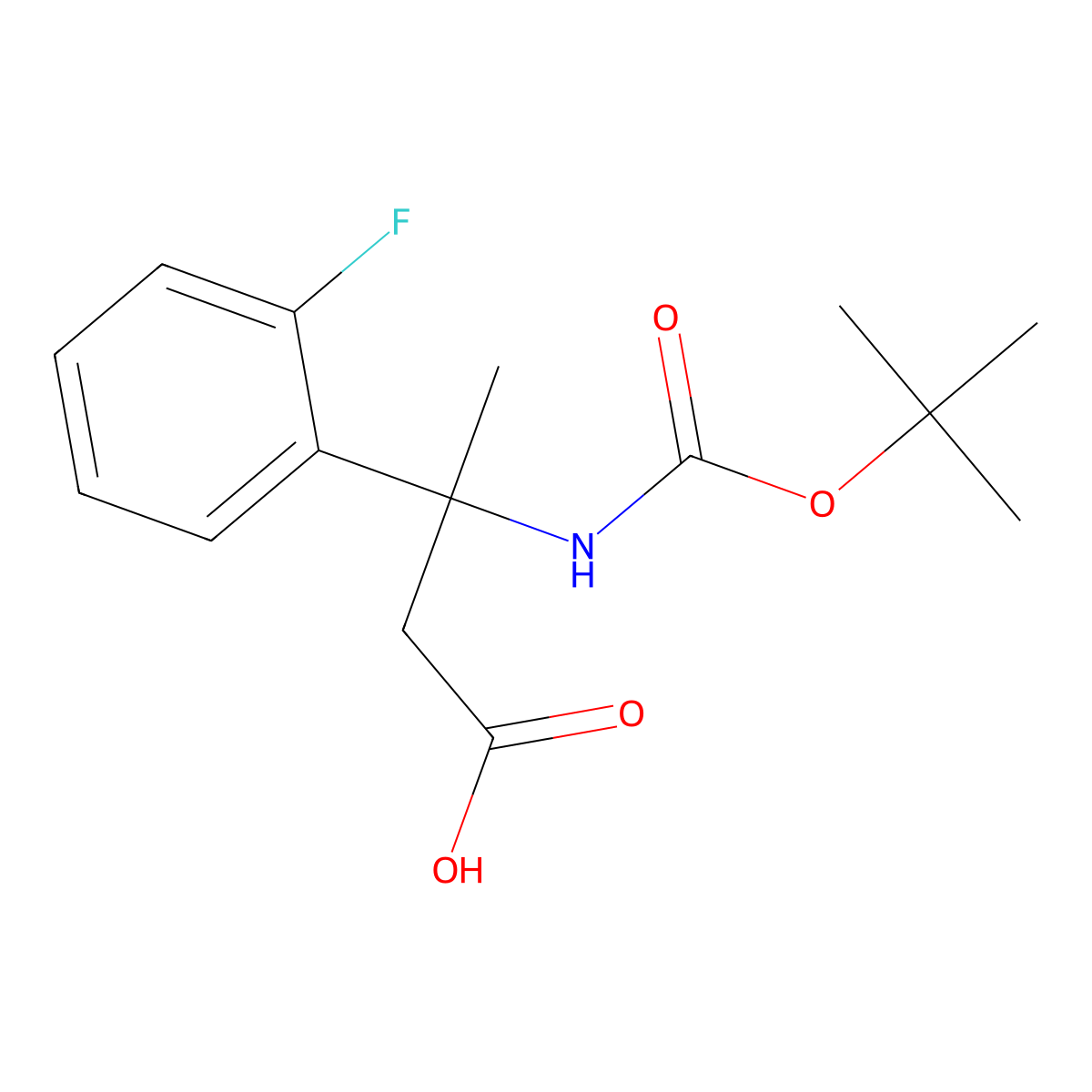 3-{[(Tert-butoxy)carbonyl]amino}-3-(2-fluorophenyl)butanoic acid molecular structure, CAS 1824232-72-5