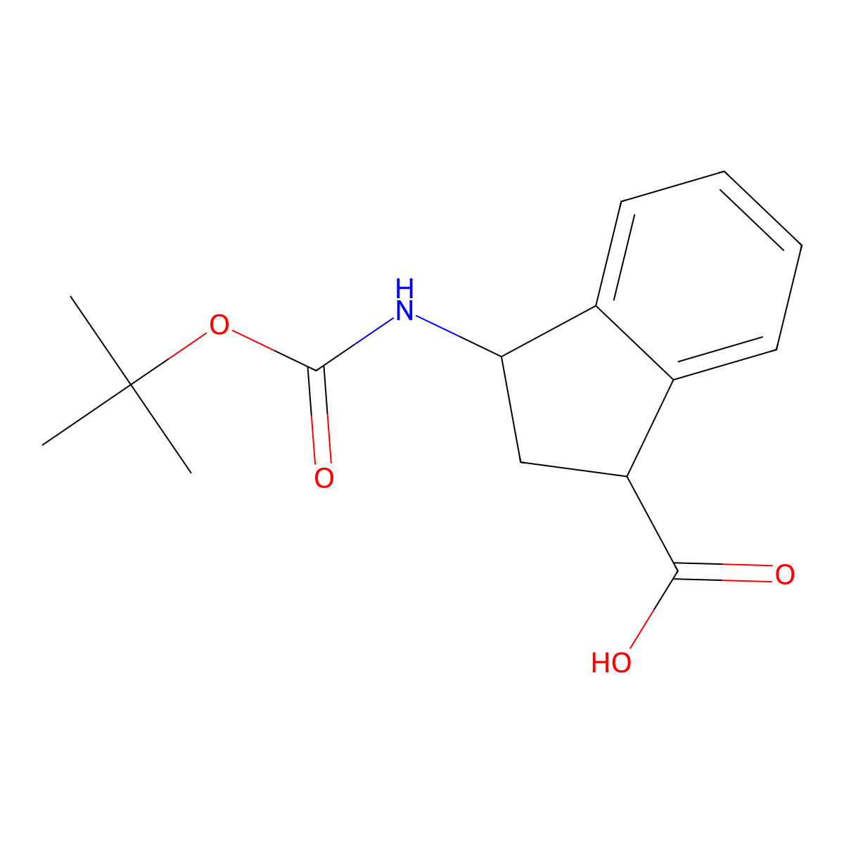 3-[(2-methylpropan-2-yl)oxycarbonylamino]-2,3-dihydro-1H-indene-1-carboxylic Acid molecular structure, CAS 1824234-11-8