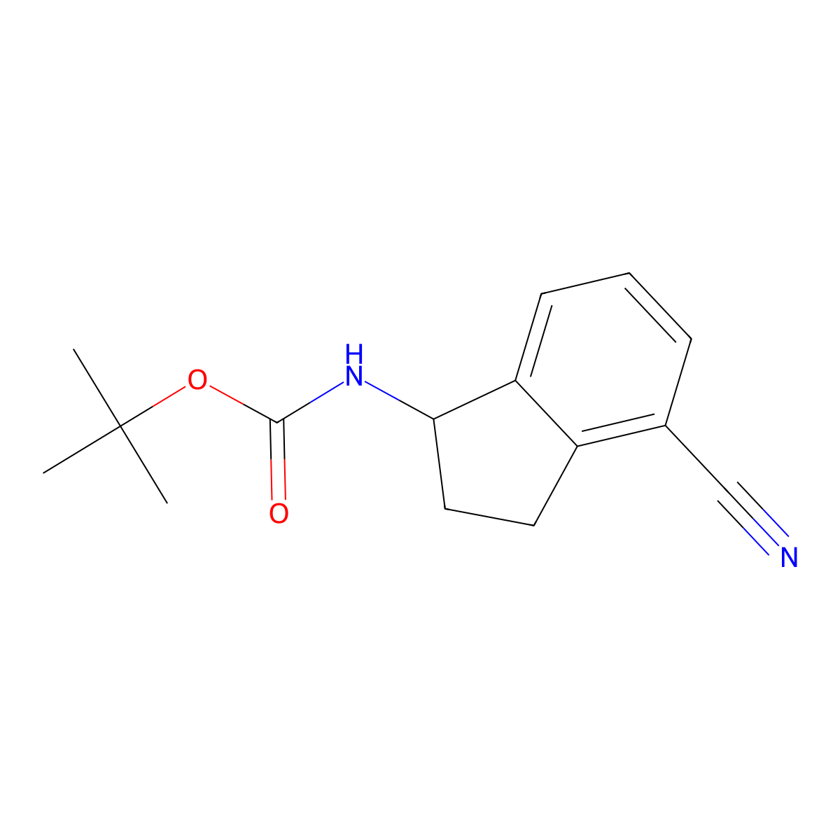 tert-butyl N-(4-cyano-2,3-dihydro-1H-inden-1-yl)carbamate molecular structure, CAS 1824234-41-4