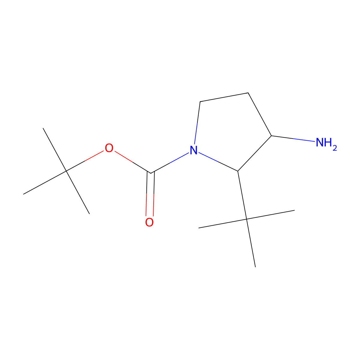 Tert-butyl 3-amino-2-tert-butylpyrrolidine-1-carboxylate molecular structure, CAS 1824238-32-5
