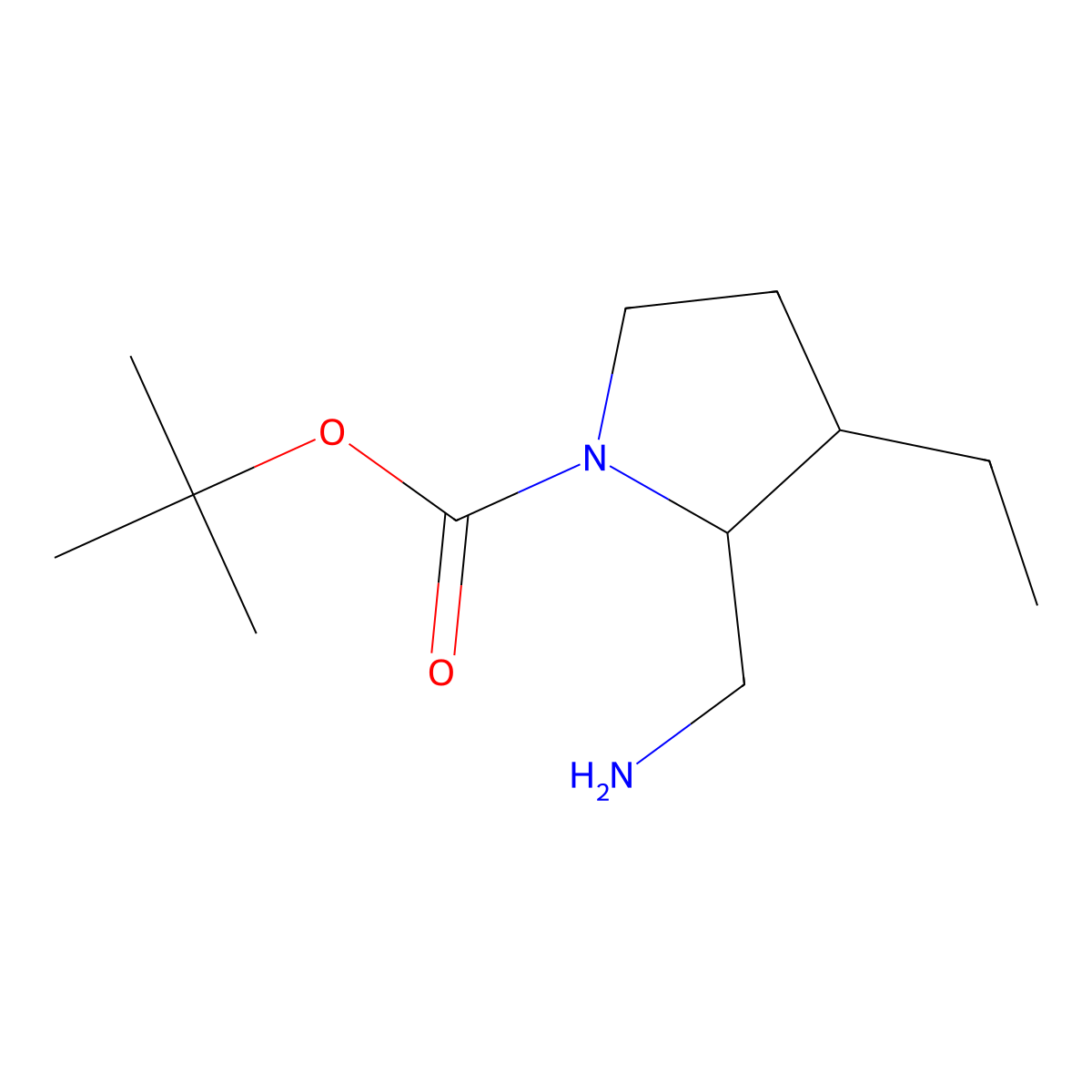 Tert-butyl2-(aminomethyl)-3-ethylpyrrolidine-1-carboxylate molecular structure, CAS 1824240-24-5