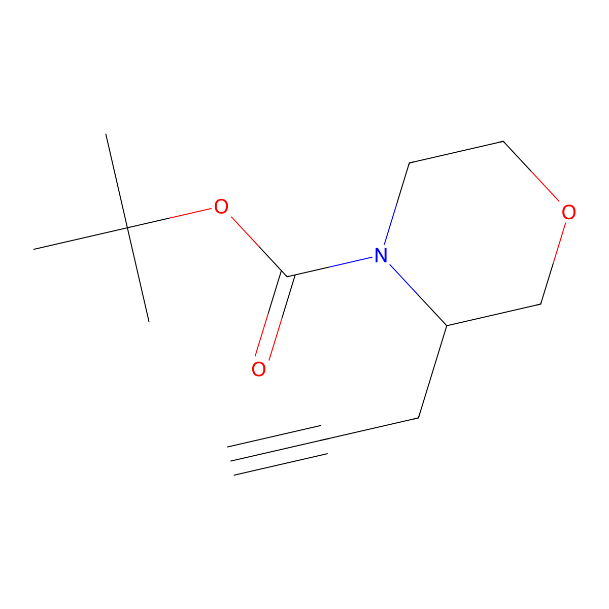 Tert-butyl 3-(prop-2-yn-1-yl)morpholine-4-carboxylate molecular structure, CAS 1824240-29-0
