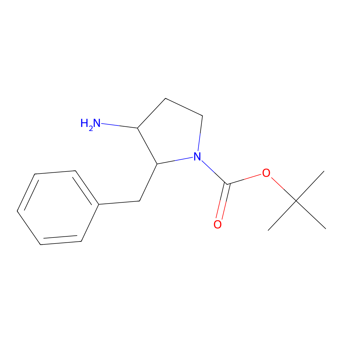 tert-butyl 3-amino-2-benzylpyrrolidine-1-carboxylate, Mixture of diastereomers molecular structure, CAS 1824245-21-7