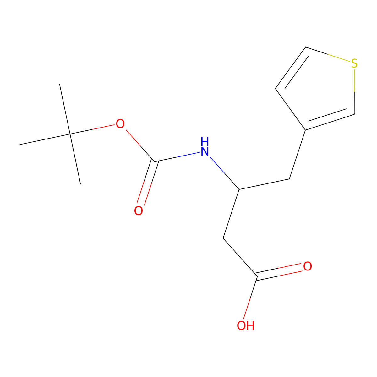 3-((Tert-butoxycarbonyl)amino)-4-(thiophen-3-yl)butanoic acid molecular structure, CAS 1824249-45-7