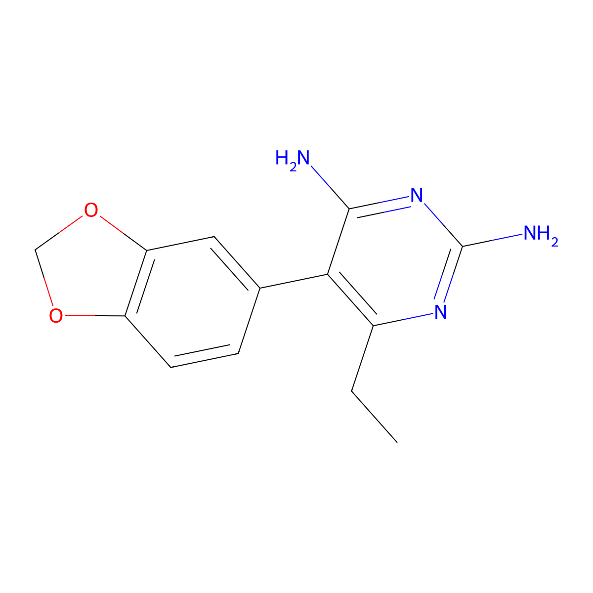 5-Benzo[1,3]dioxol-5-yl-6-ethyl-pyrimidine-2,4-diamine molecular structure, CAS 182425-70-3