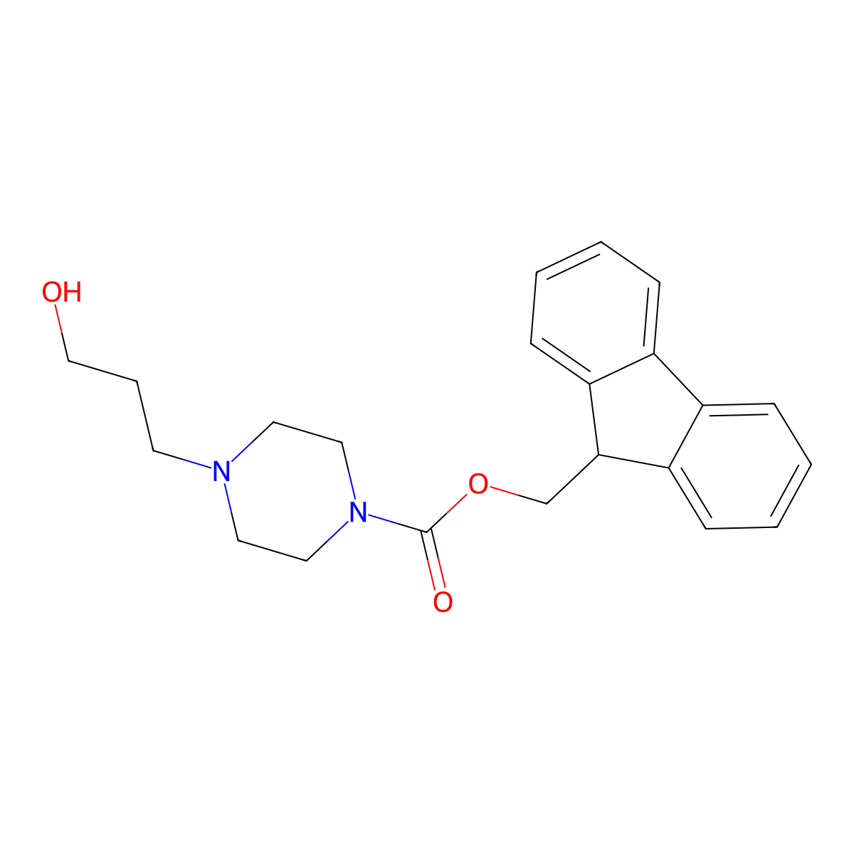 (9H-fluoren-9-yl)methyl 4-(3-hydroxypropyl)piperazine-1-carboxylate molecular structure, CAS 1824266-21-8