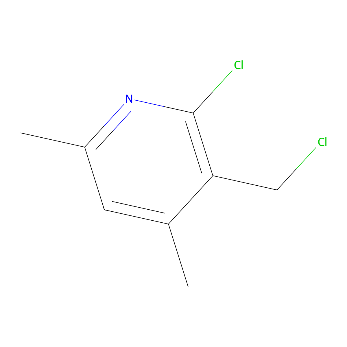 2-Chloro-3-(chloromethyl)-4,6-dimethylpyridine molecular structure, CAS 1824267-35-7