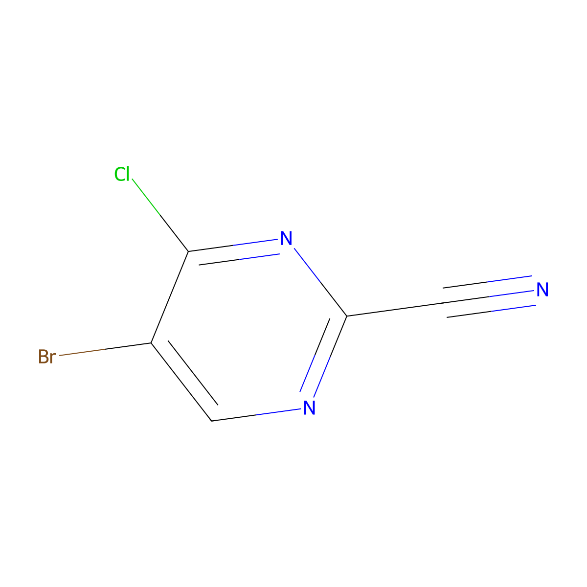 5-Bromo-4-chloropyrimidine-2-carbonitrile molecular structure, CAS 1824269-98-8