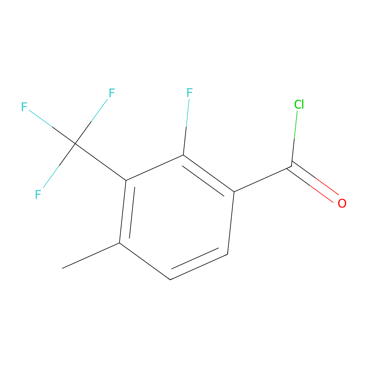 2-Fluoro-4-methyl-3-(trifluoromethyl)benzoyl chloride molecular structure, CAS 1824271-04-6