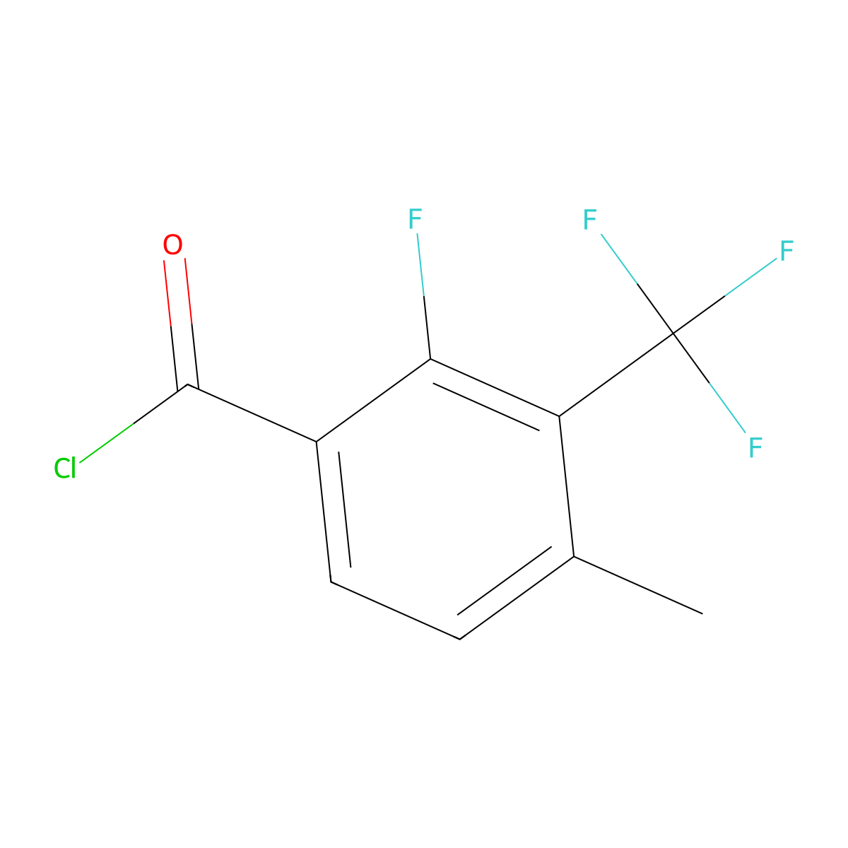 2-Fluoro-4-methyl-3-(trifluoromethyl)benzoyl chloride molecular structure, CAS 1824271-04-6