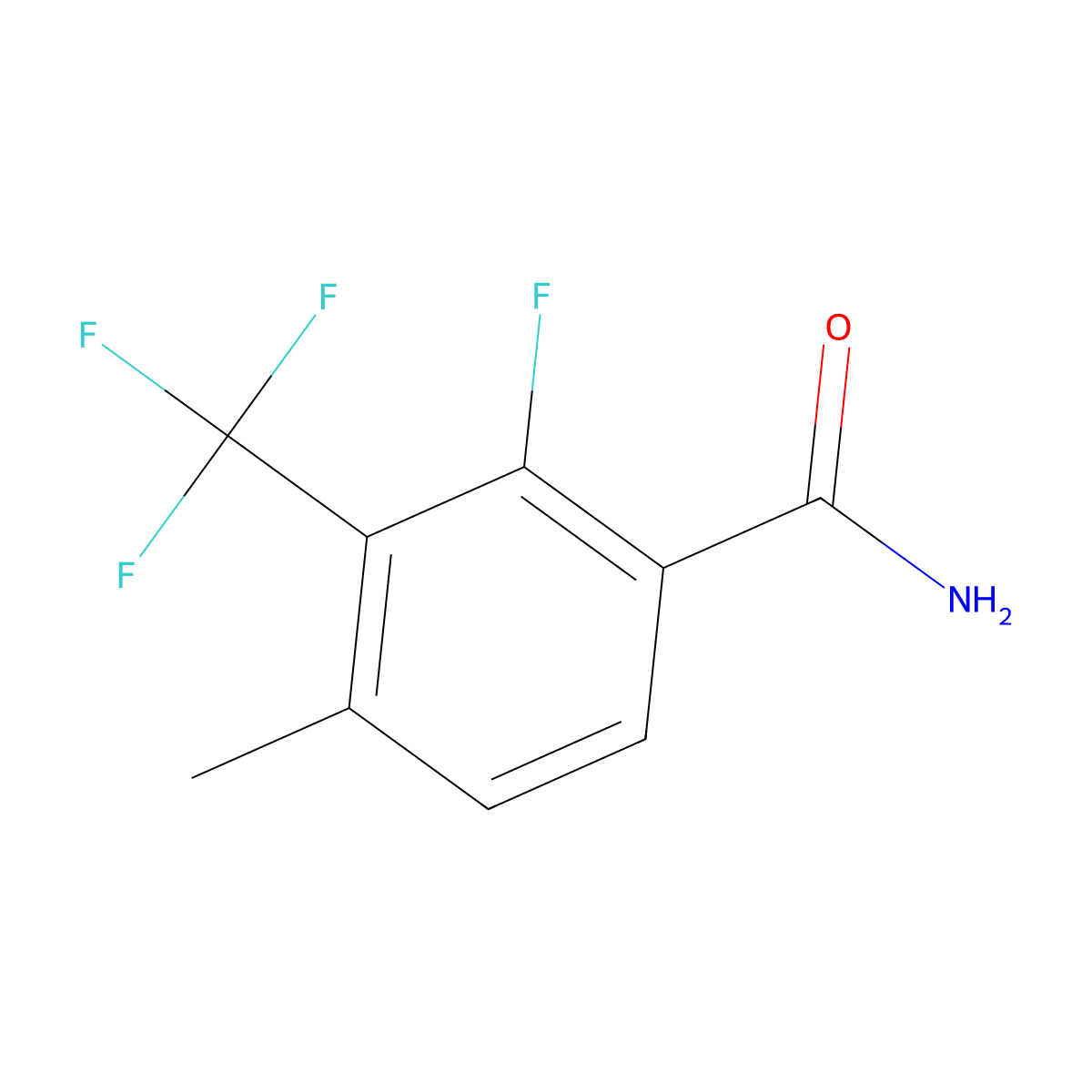 2-Fluoro-4-methyl-3-(trifluoromethyl)benzamide molecular structure, CAS 1824271-11-5