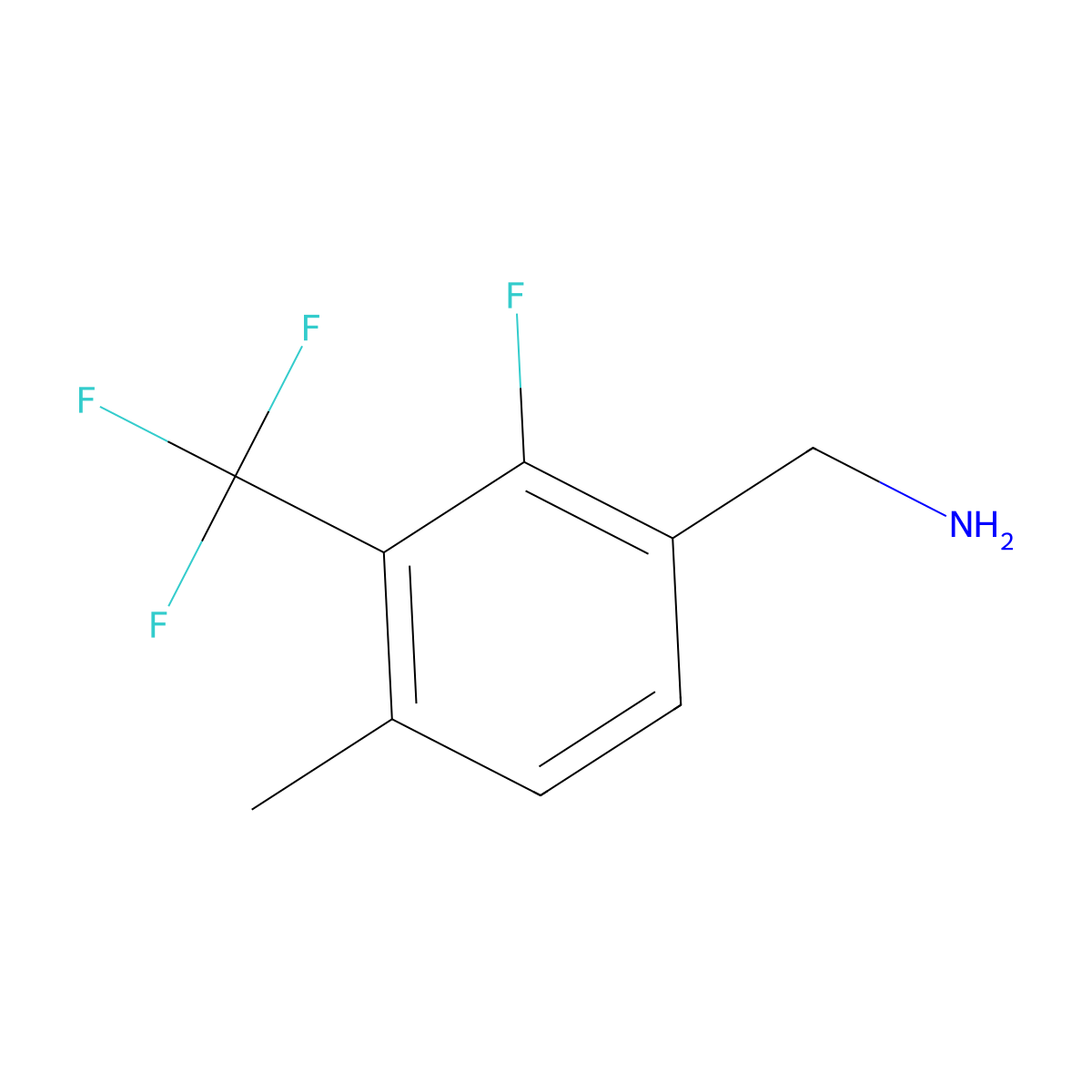 2-Fluoro-4-methyl-3-(trifluoromethyl)benzylamine molecular structure, CAS 1824271-19-3