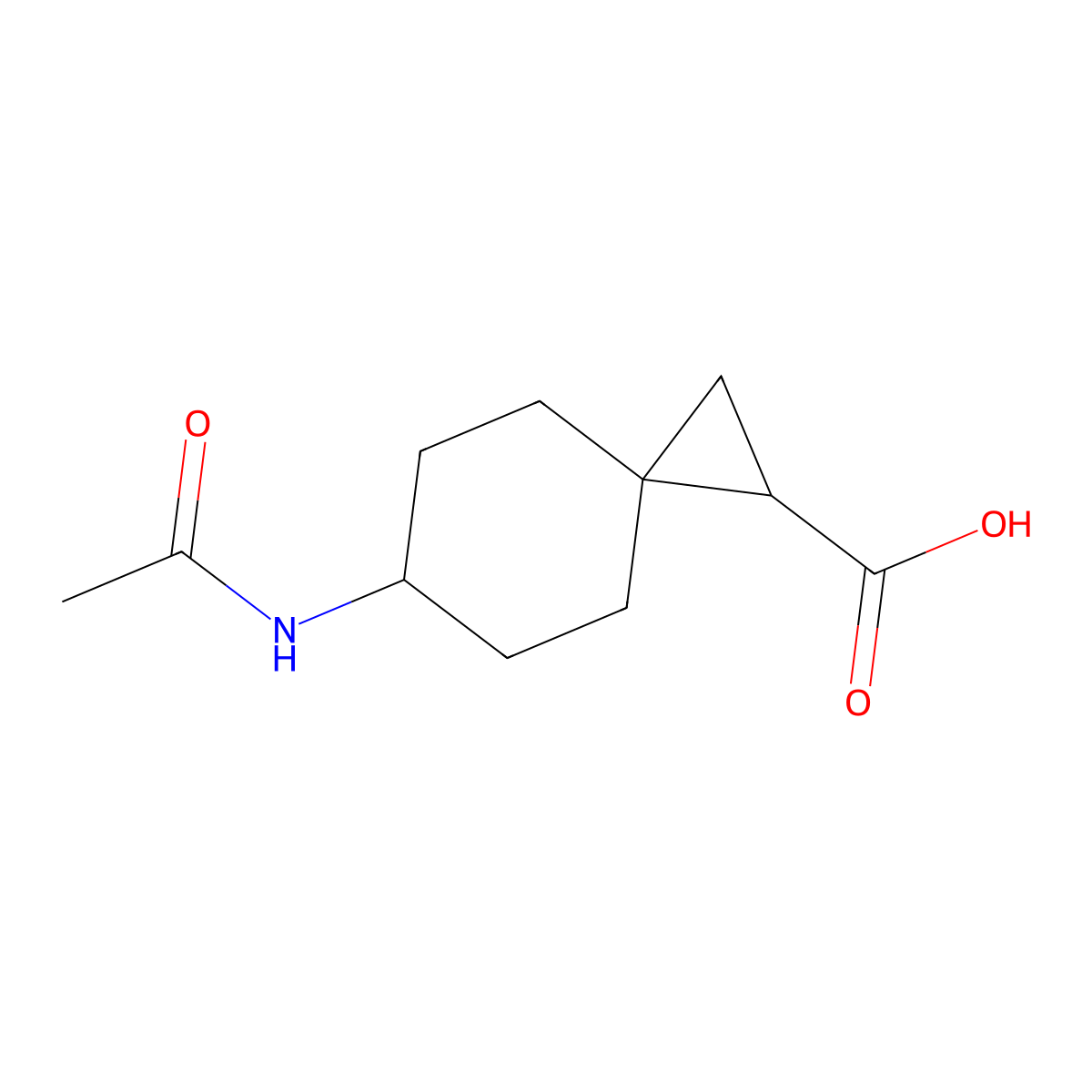 6-Acetamidospiro[2.5]octane-1-carboxylic acid molecular structure, CAS 1824271-40-0