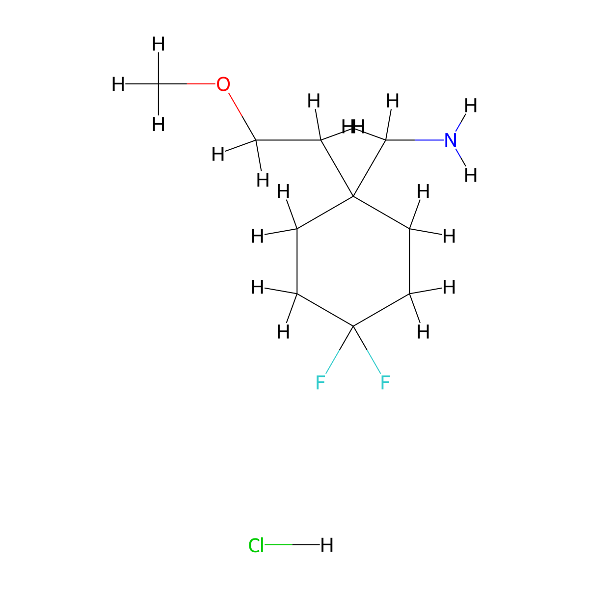 [4,4-Difluoro-1-(2-methoxyethyl)cyclohexyl]methanamine hydrochloride molecular structure, CAS 1824271-83-1