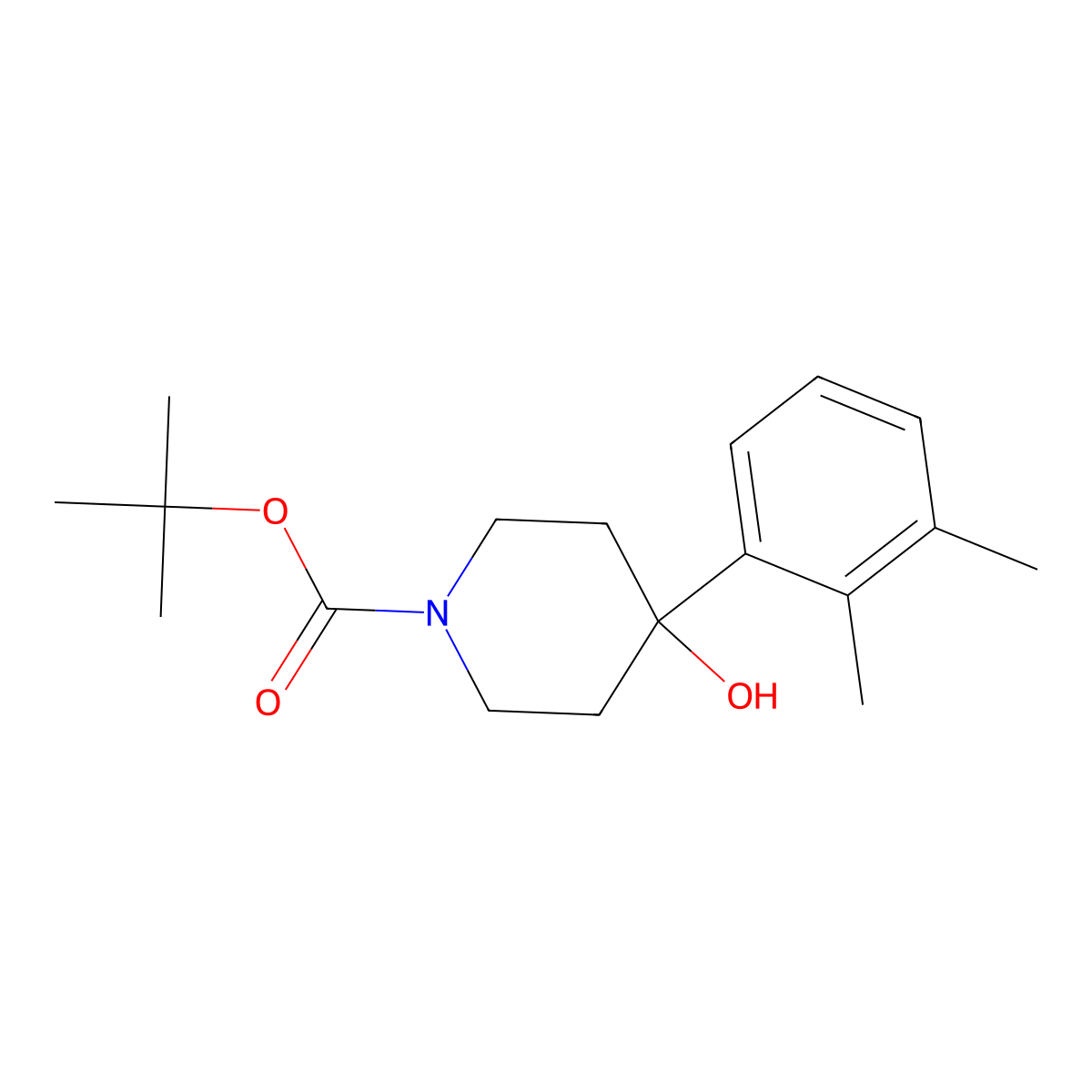 Tert-butyl 4-(2,3-dimethylphenyl)-4-hydroxypiperidine-1-carboxylate molecular structure, CAS 1824272-05-0
