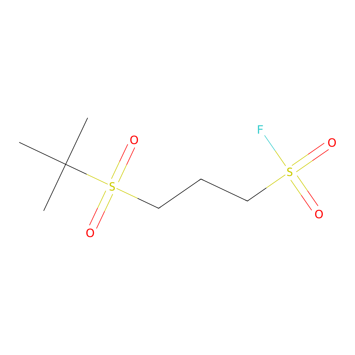 3-(2-Methylpropane-2-sulfonyl)propane-1-sulfonyl fluoride molecular structure, CAS 1824272-49-2