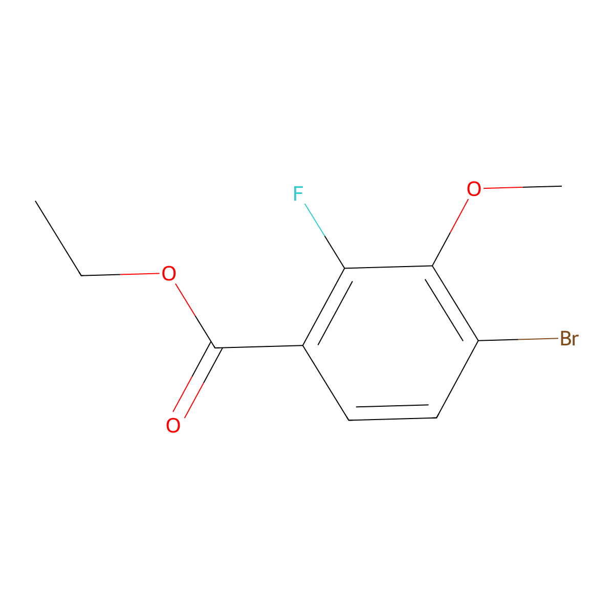 Ethyl 4-bromo-2-fluoro-3-methoxybenzoate molecular structure, CAS 1824272-60-7