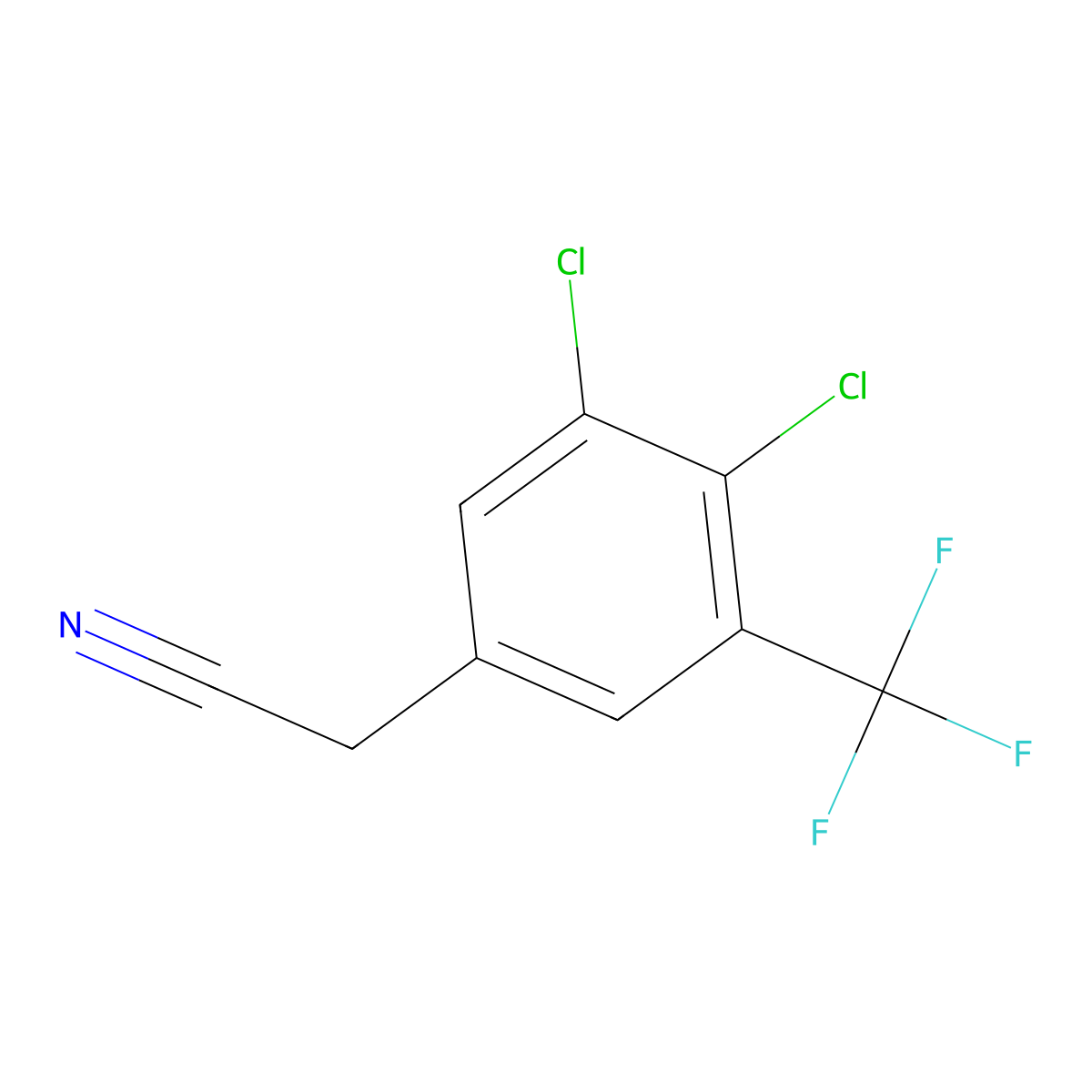 3,4-Dichloro-5-(trifluoromethyl)phenylacetonitrile molecular structure, CAS 1824274-76-1