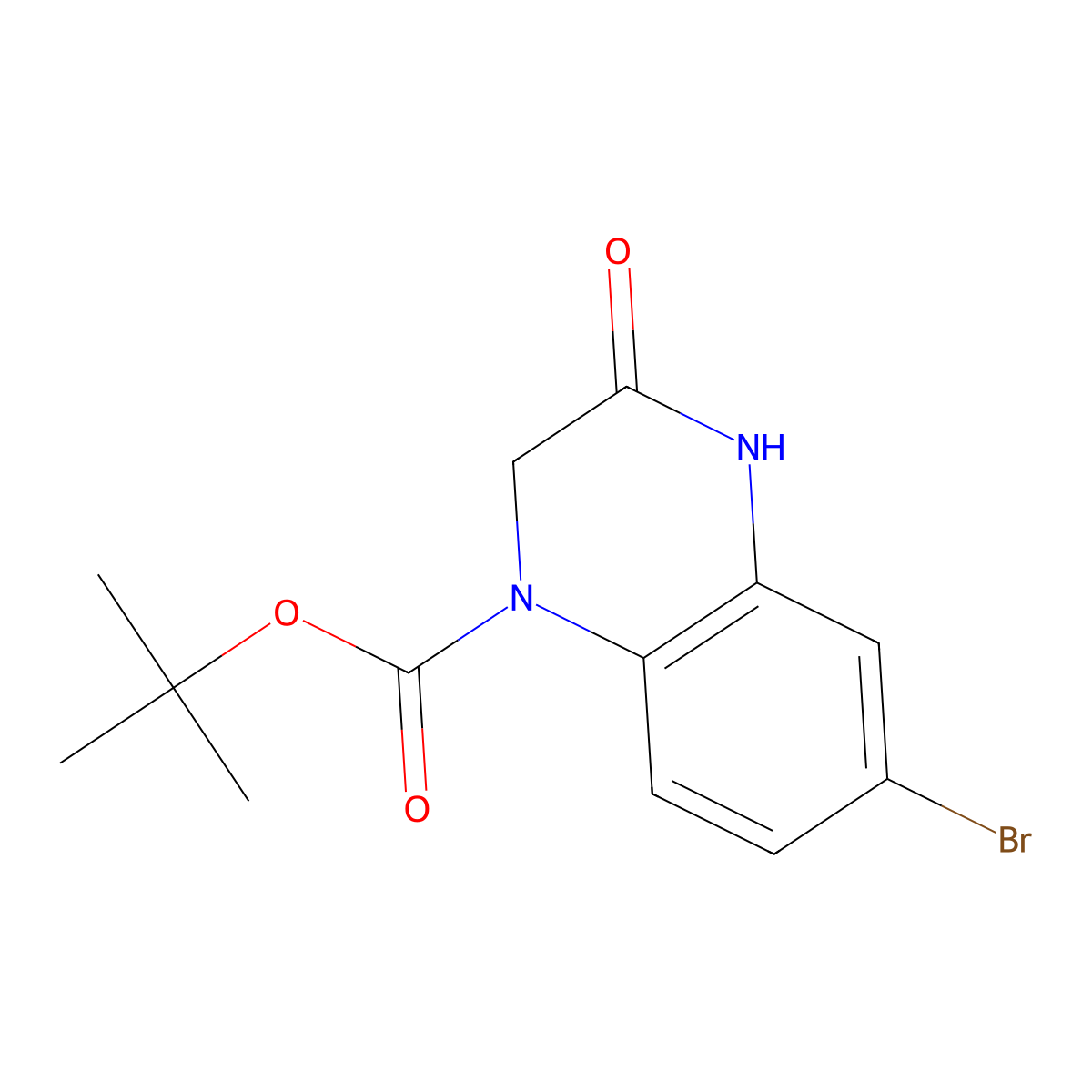 tert-butyl 6-bromo-3,4-dihydro-3-oxoquinoxaline-1(2H)-carboxylate molecular structure, CAS 1824275-60-6