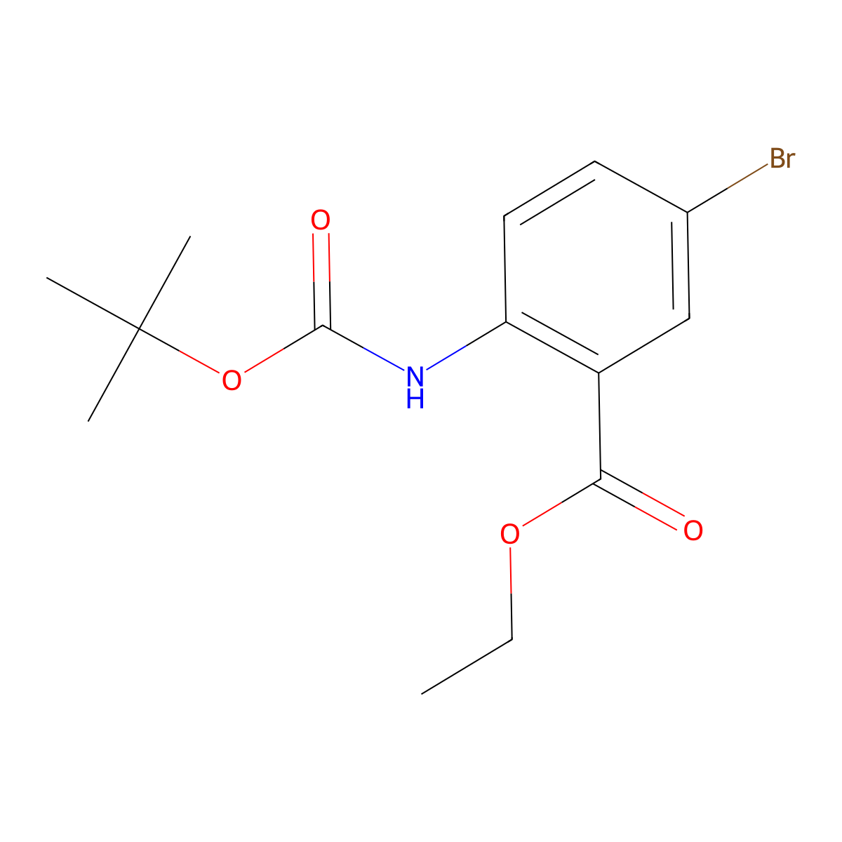 Ethyl 5-bromo-2-{[(tert-butoxy)carbonyl]amino}benzoate molecular structure, CAS 1824276-44-9