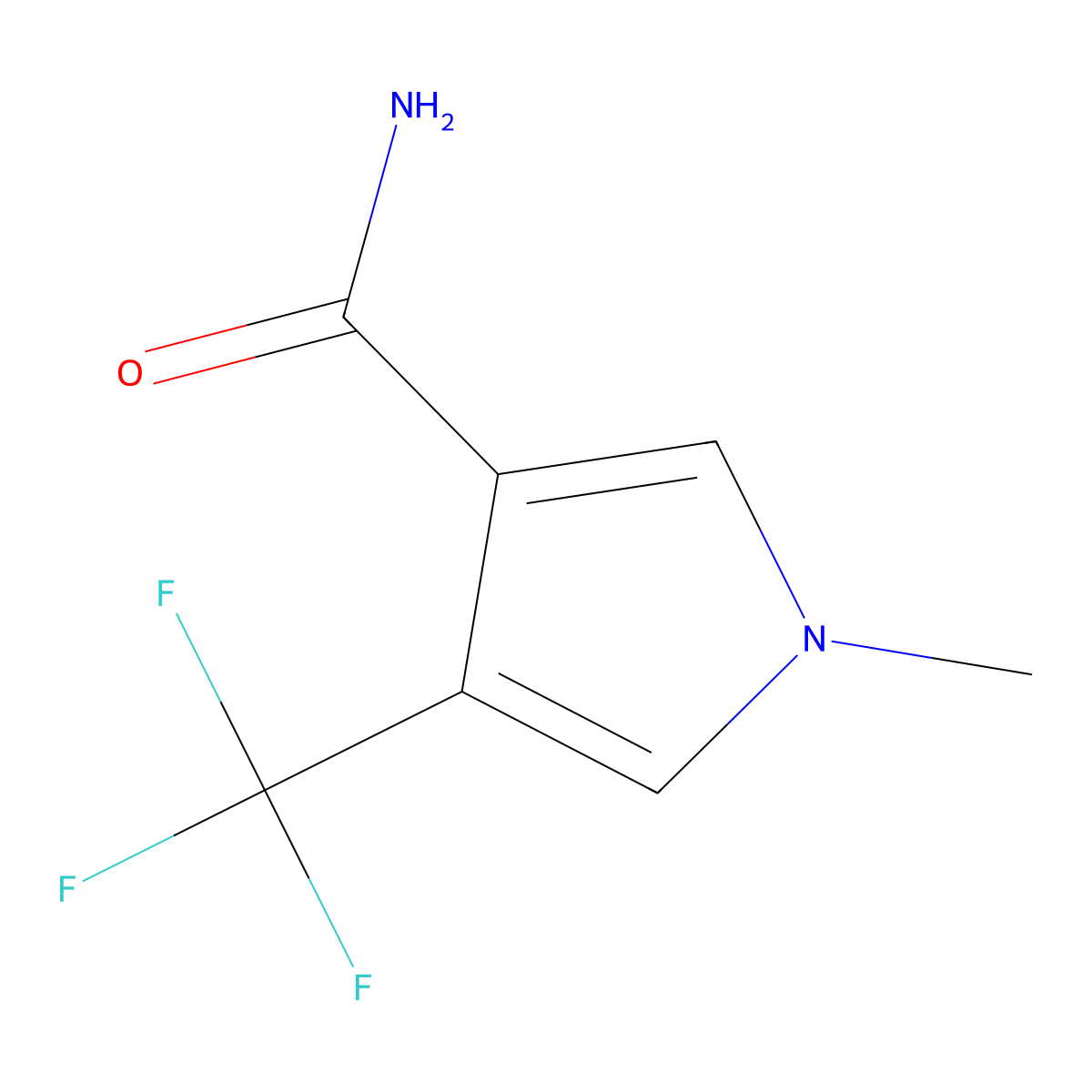 1-Methyl-4-(trifluoromethyl)-1H-pyrrole-3-carboxamide molecular structure, CAS 1824277-21-5