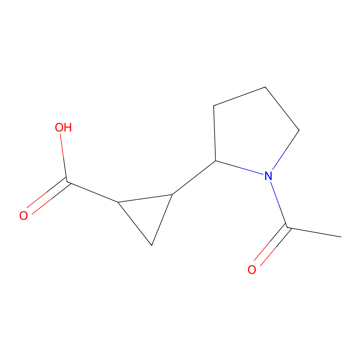 2-(1-Acetylpyrrolidin-2-yl)cyclopropane-1-carboxylic acid molecular structure, CAS 1824277-90-8