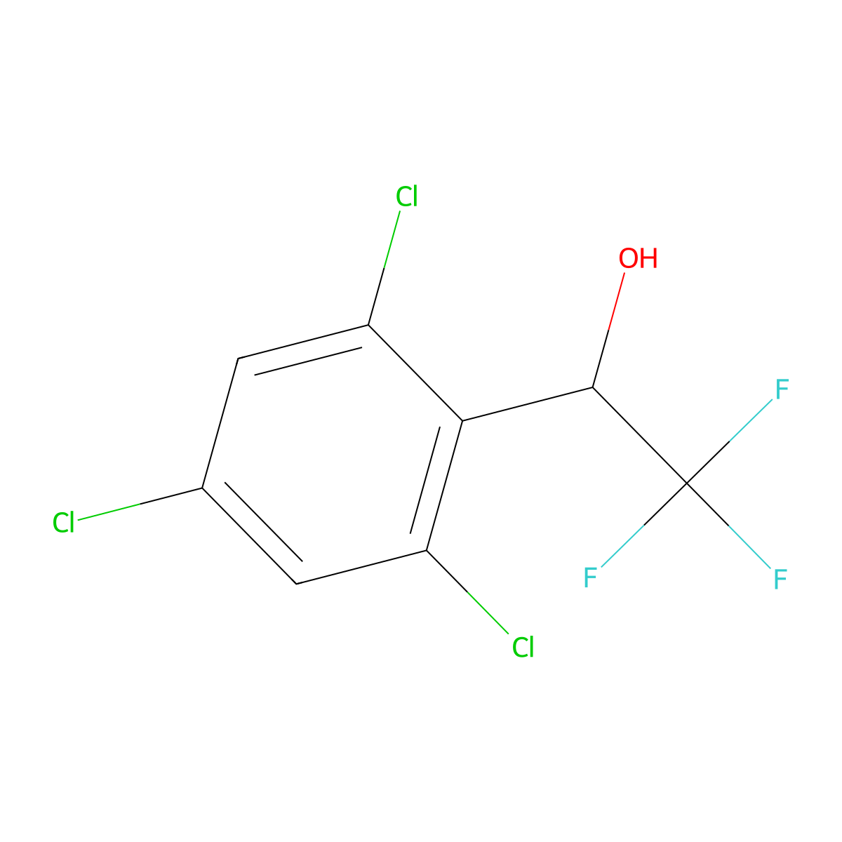 2,2,2-Trifluoro-1-(2,4,6-trichlorophenyl)ethan-1-ol molecular structure, CAS 1824278-26-3