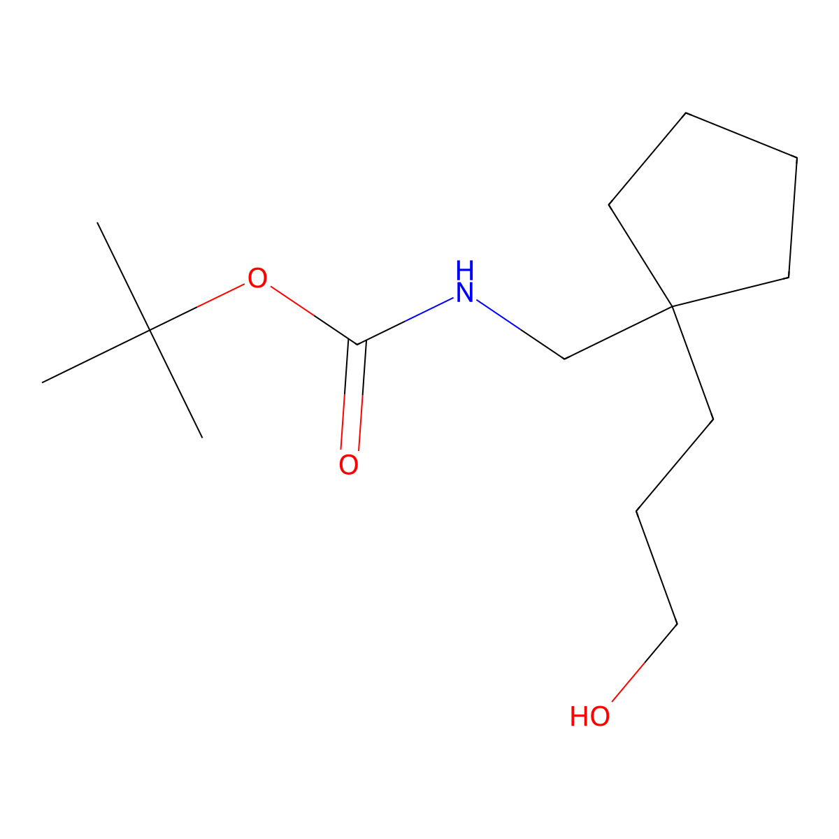 tert-butyl N-{[1-(3-hydroxypropyl)cyclopentyl]methyl}carbamate molecular structure, CAS 1824278-32-1
