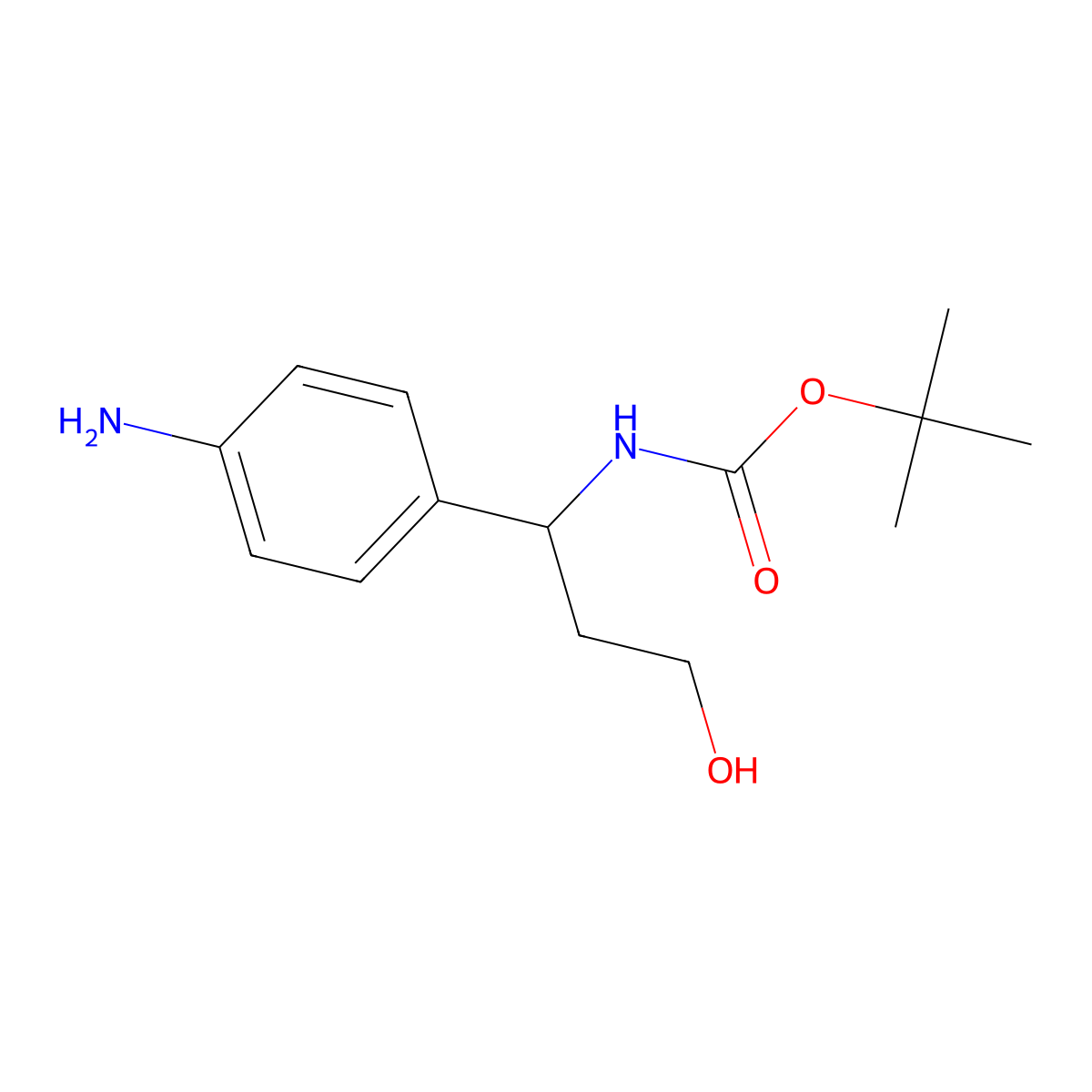 tert-butyl N-[1-(4-aminophenyl)-3-hydroxypropyl]carbamate molecular structure, CAS 1824279-07-3