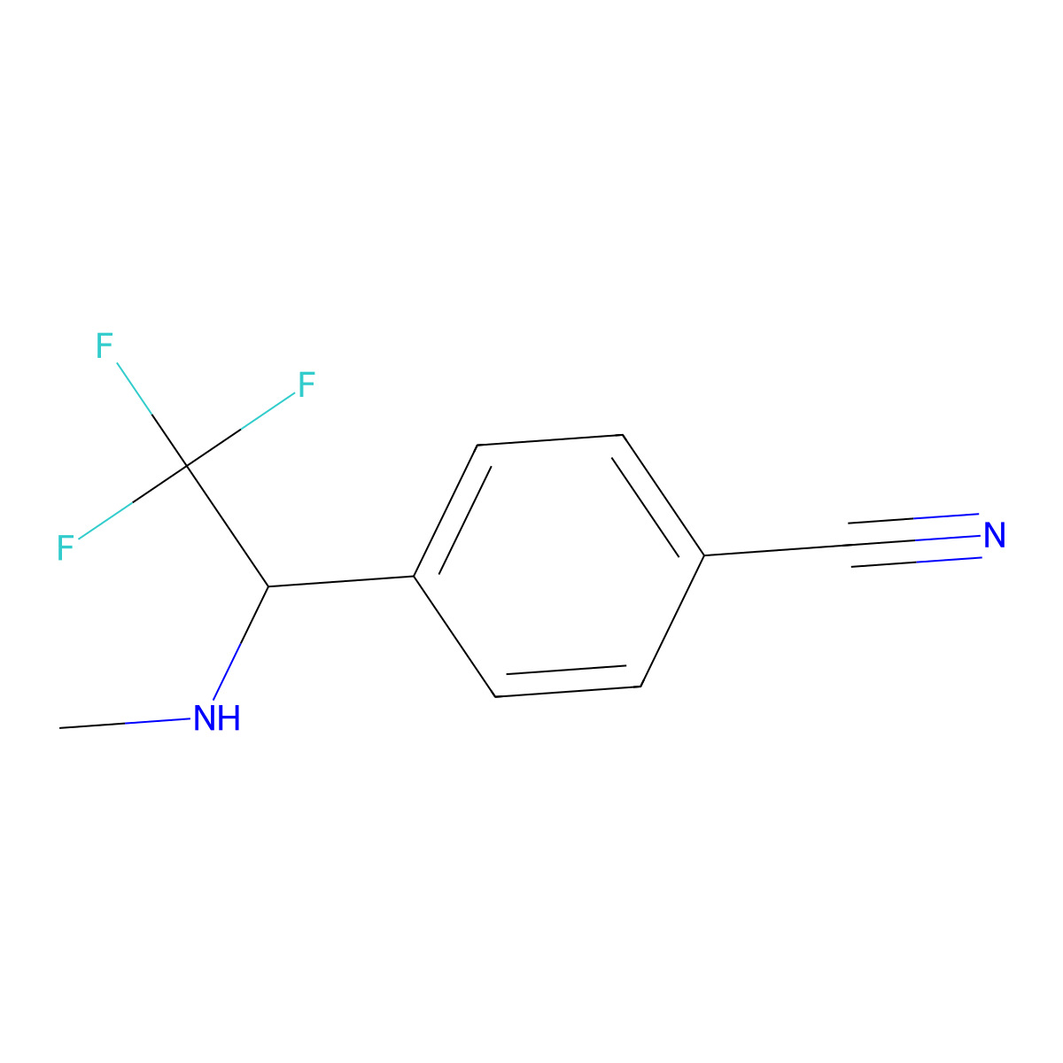 4-[2,2,2-Trifluoro-1-(methylamino)ethyl]benzonitrile molecular structure, CAS 1824280-45-6