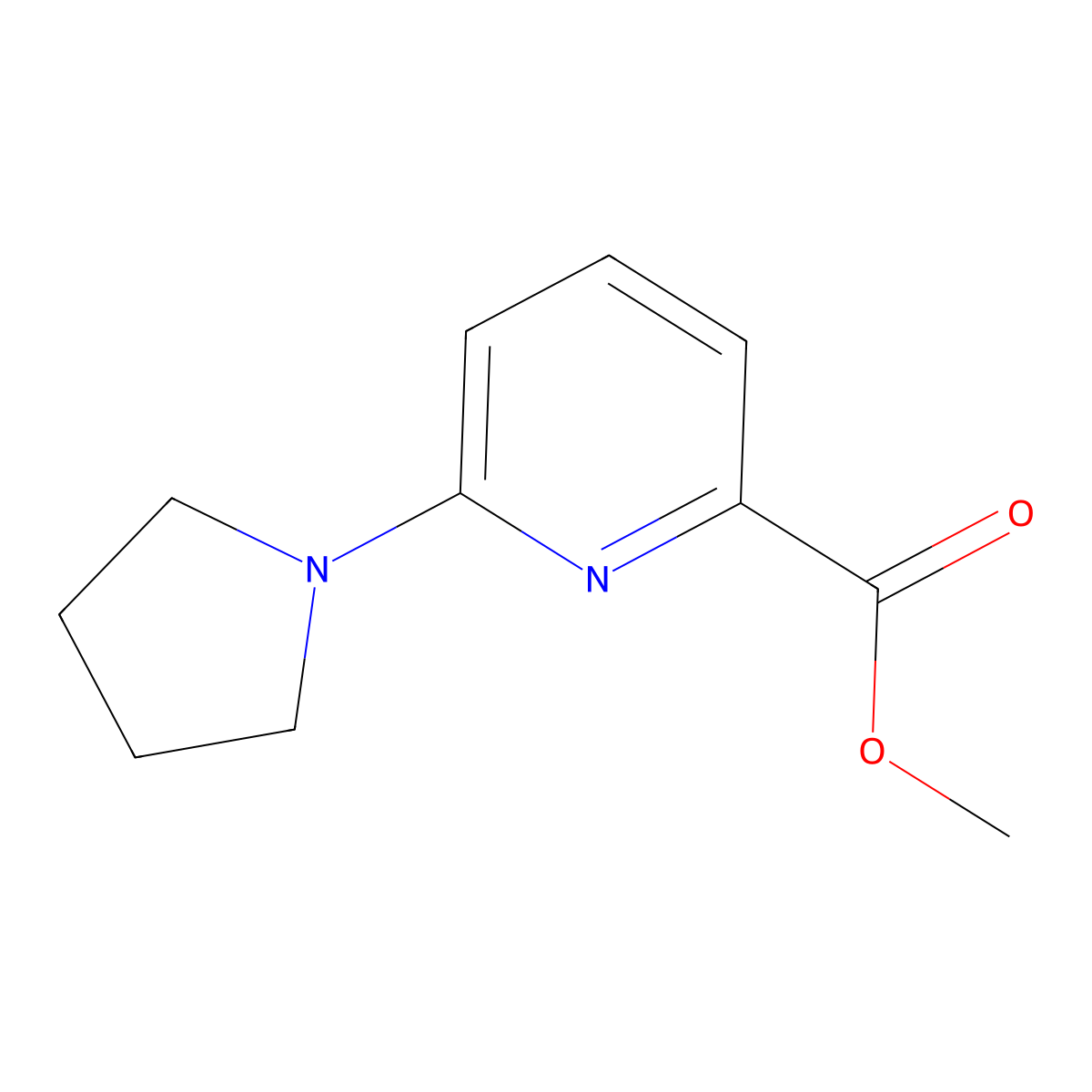 Methyl 6-(pyrrolidin-1-yl)pyridine-2-carboxylate molecular structure, CAS 1824284-25-4