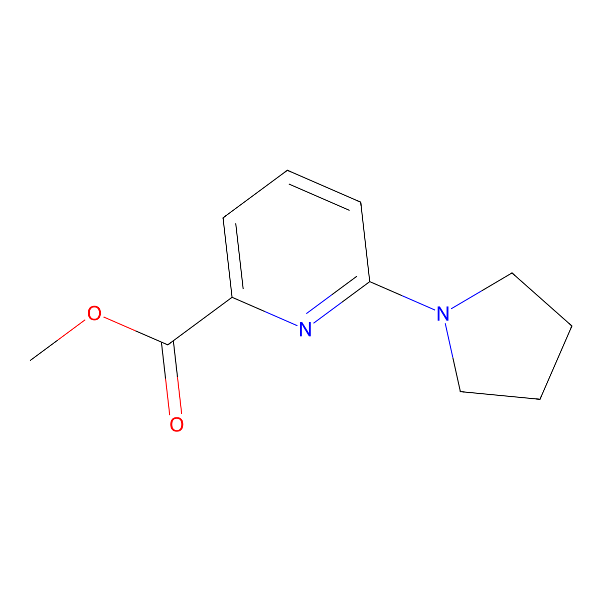 Methyl 6-(pyrrolidin-1-yl)pyridine-2-carboxylate molecular structure, CAS 1824284-25-4