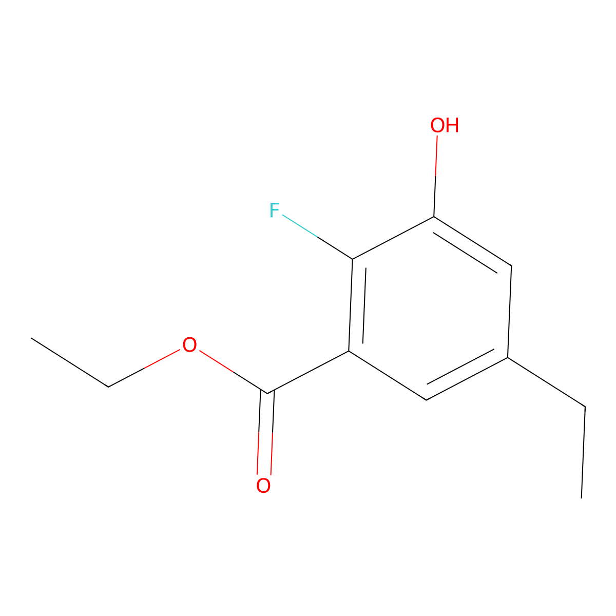 Benzoic acid, 5-ethyl-2-fluoro-3-hydroxy-, ethyl ester molecular structure, CAS 1824286-24-9