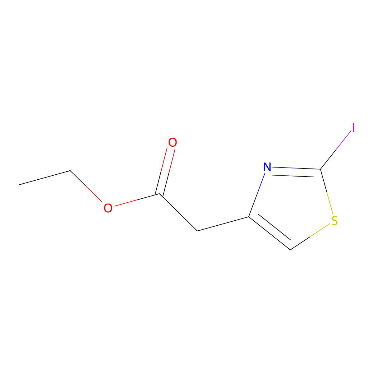 Ethyl 2-(2-iodo-1,3-thiazol-4-yl)acetate molecular structure, CAS 1824287-37-7