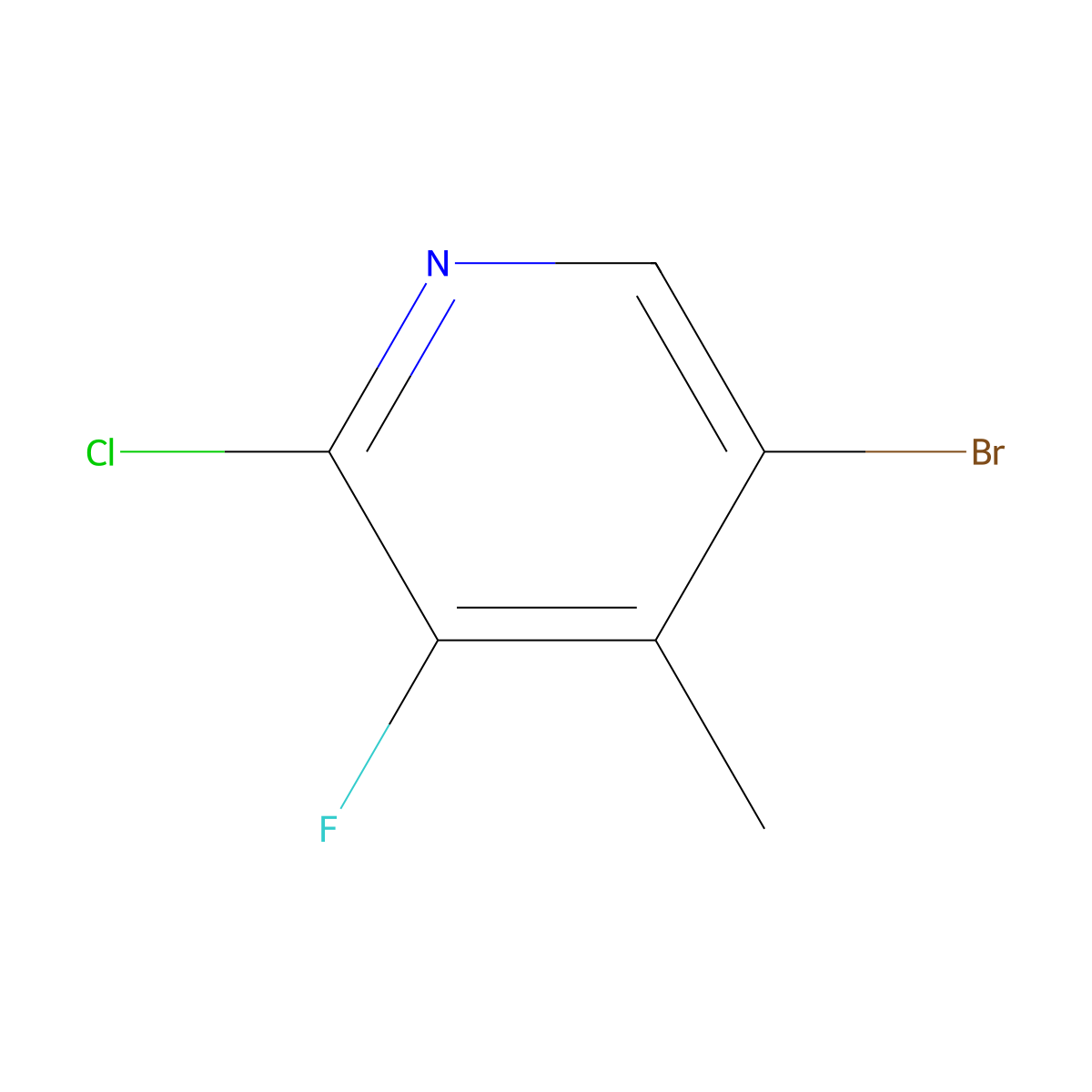 5-Bromo-2-chloro-3-fluoro-4-methylpyridine molecular structure, CAS 1824287-46-8