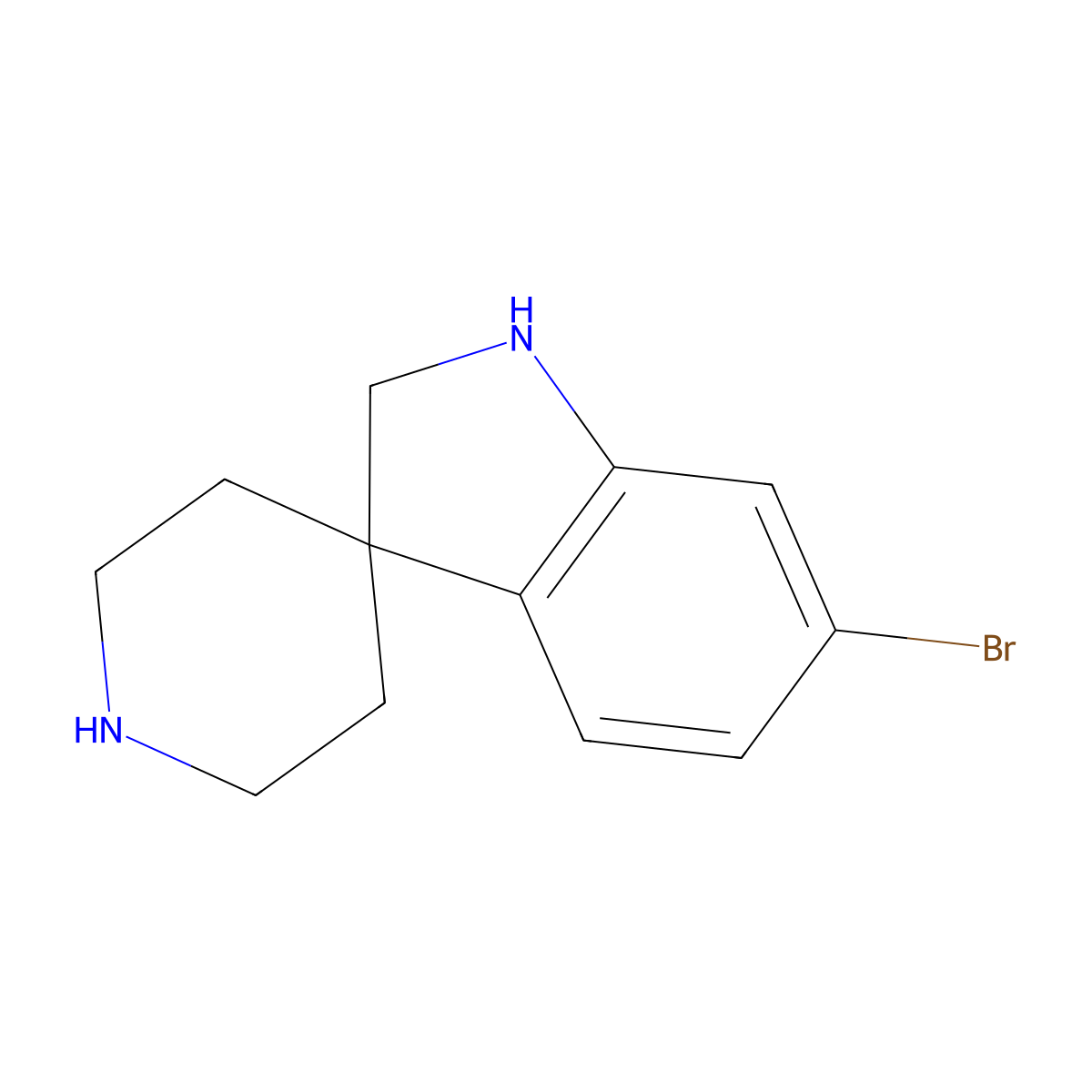 6-Bromo-1,2-dihydrospiro[indole-3,4'-piperidine] molecular structure, CAS 1824289-49-7