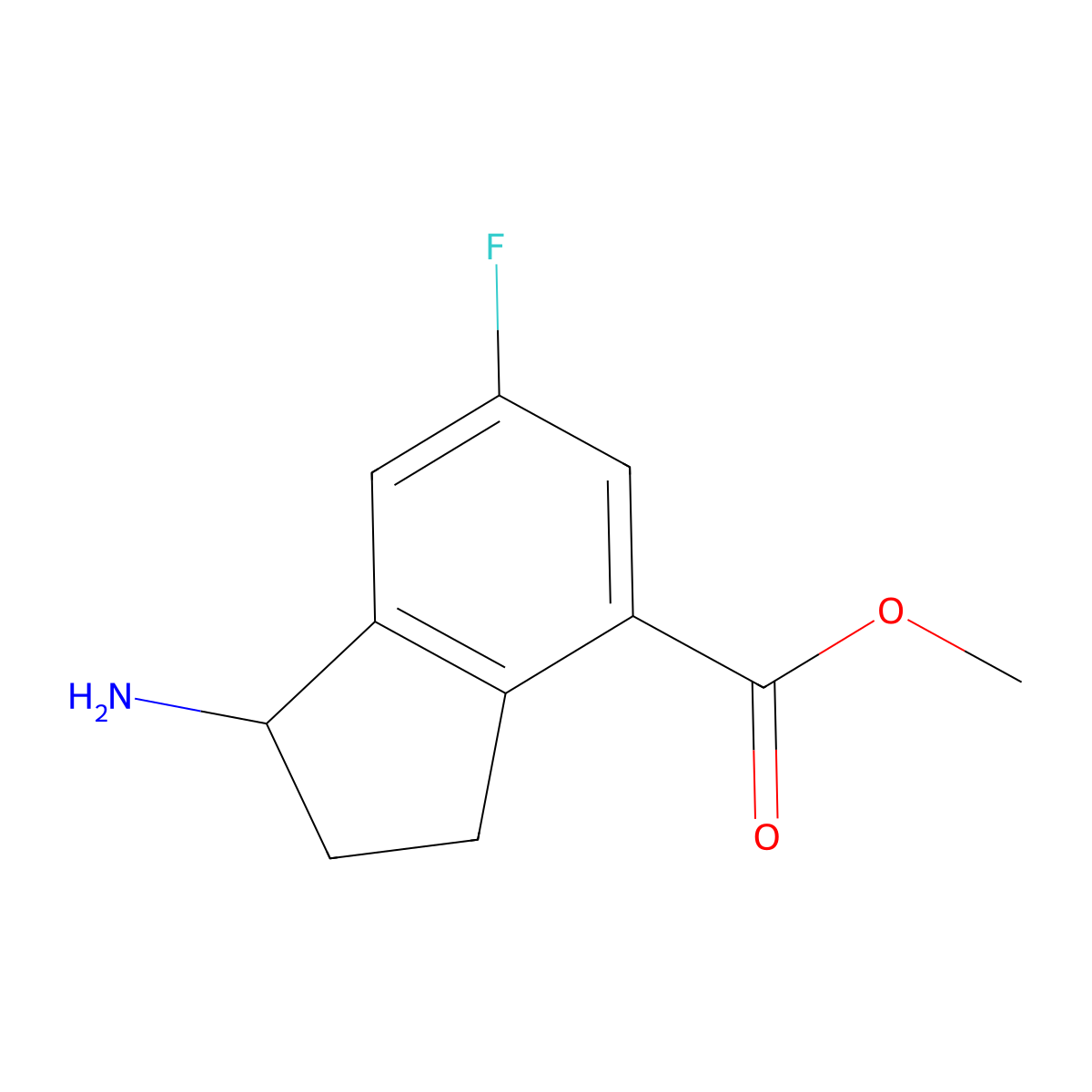 Methyl 1-amino-6-fluoro-2,3-dihydro-1H-indene-4-carboxylate molecular structure, CAS 1824291-58-8